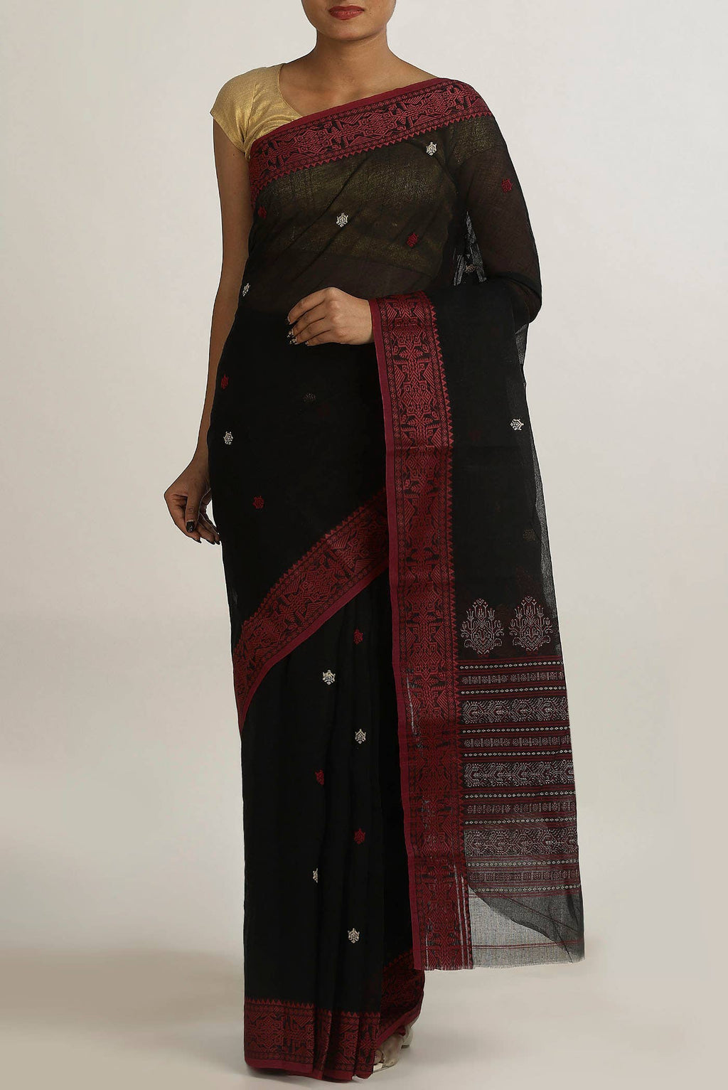 Black Bengal Cotton Saree