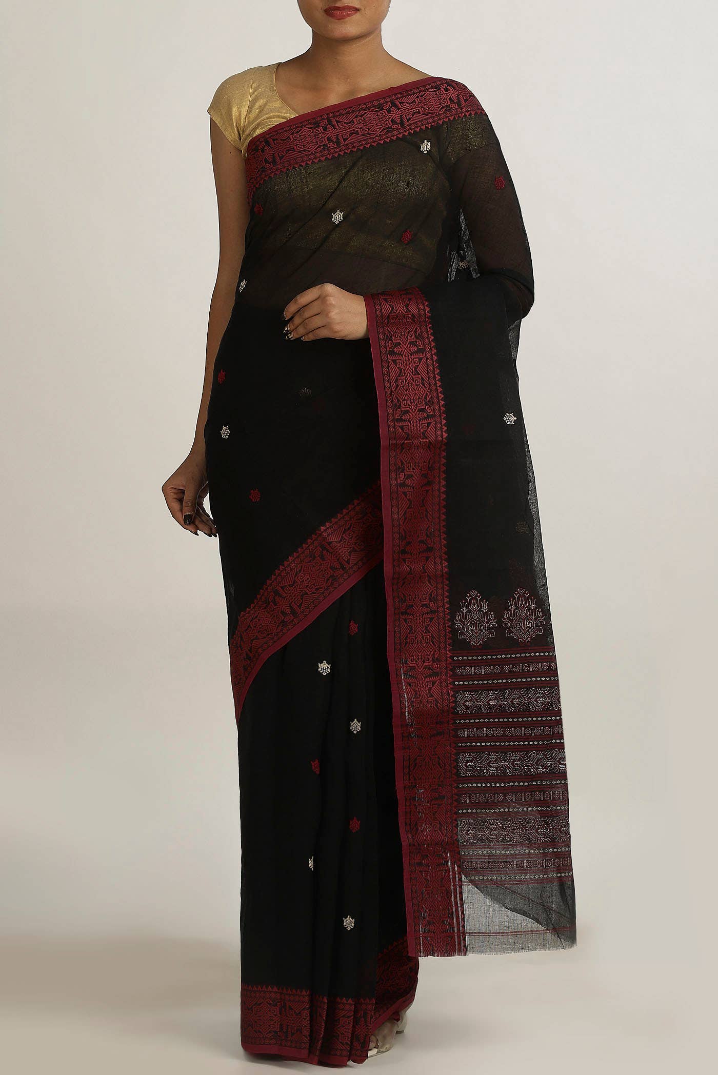 Black Bengal Cotton Saree