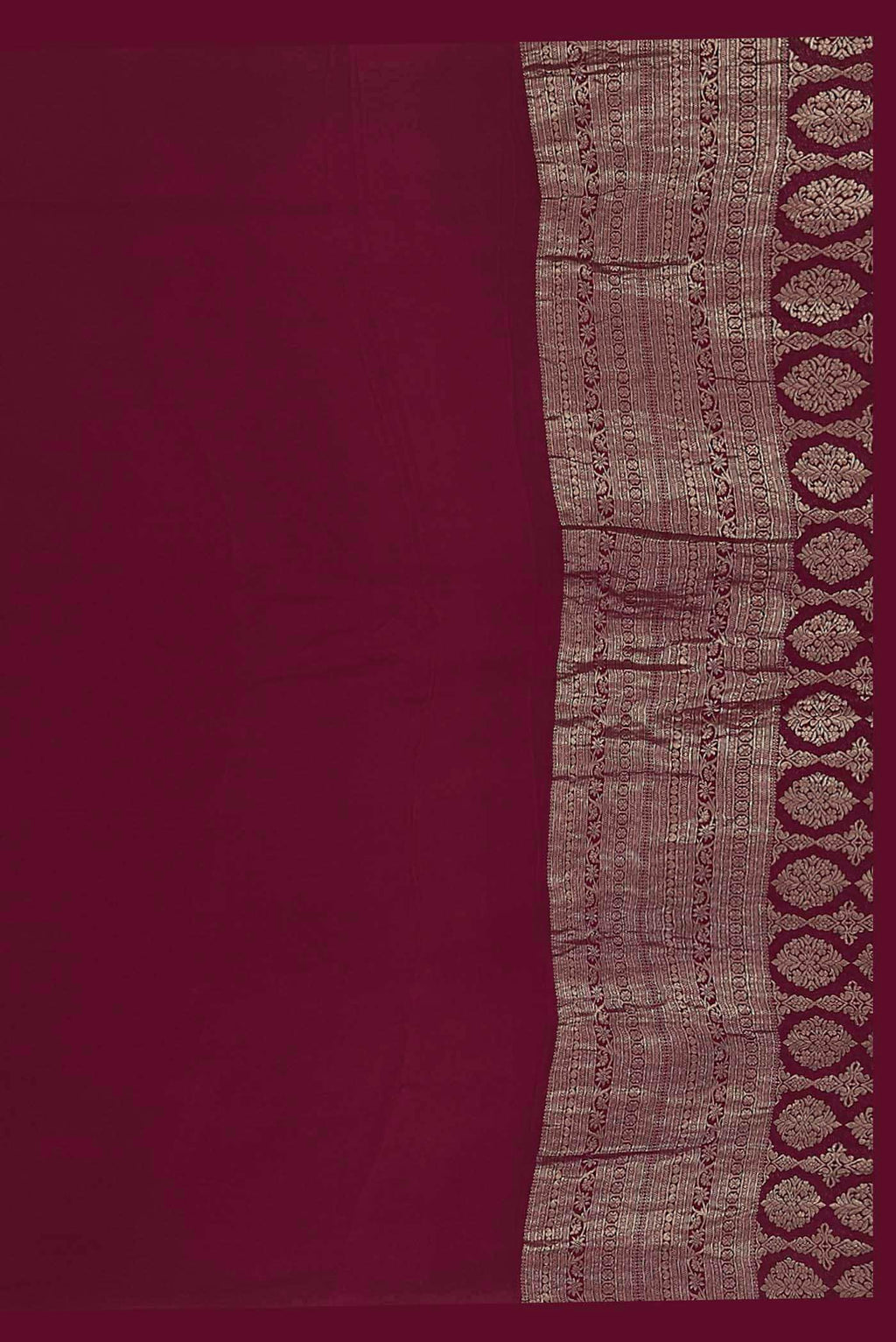 Maroon Mysore Crepe Saree