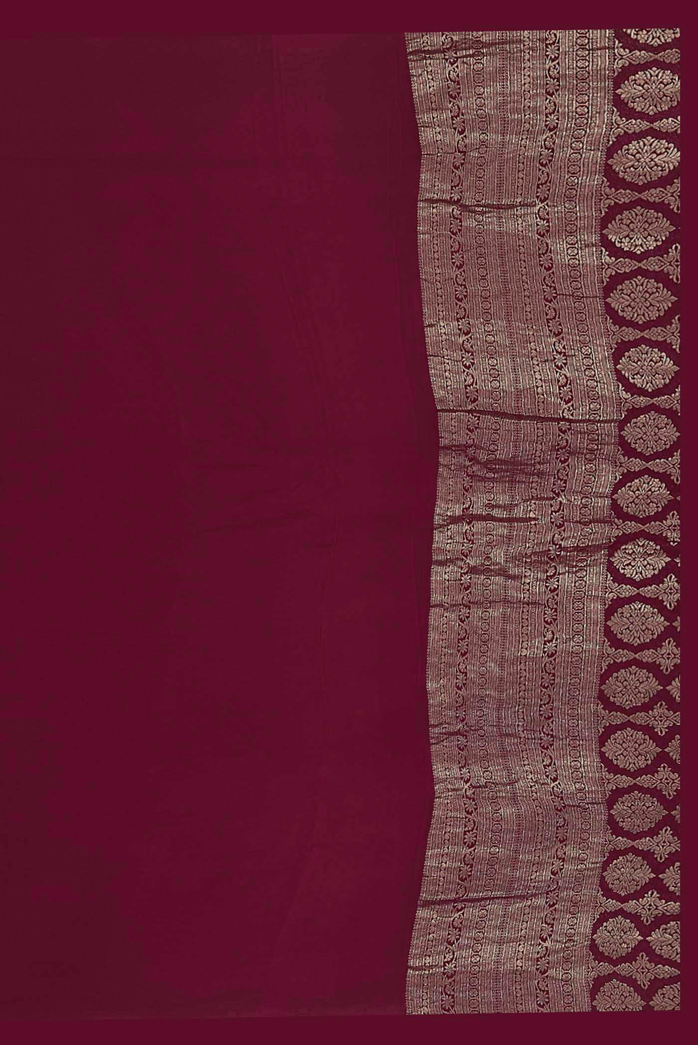 Maroon Mysore Crepe Saree