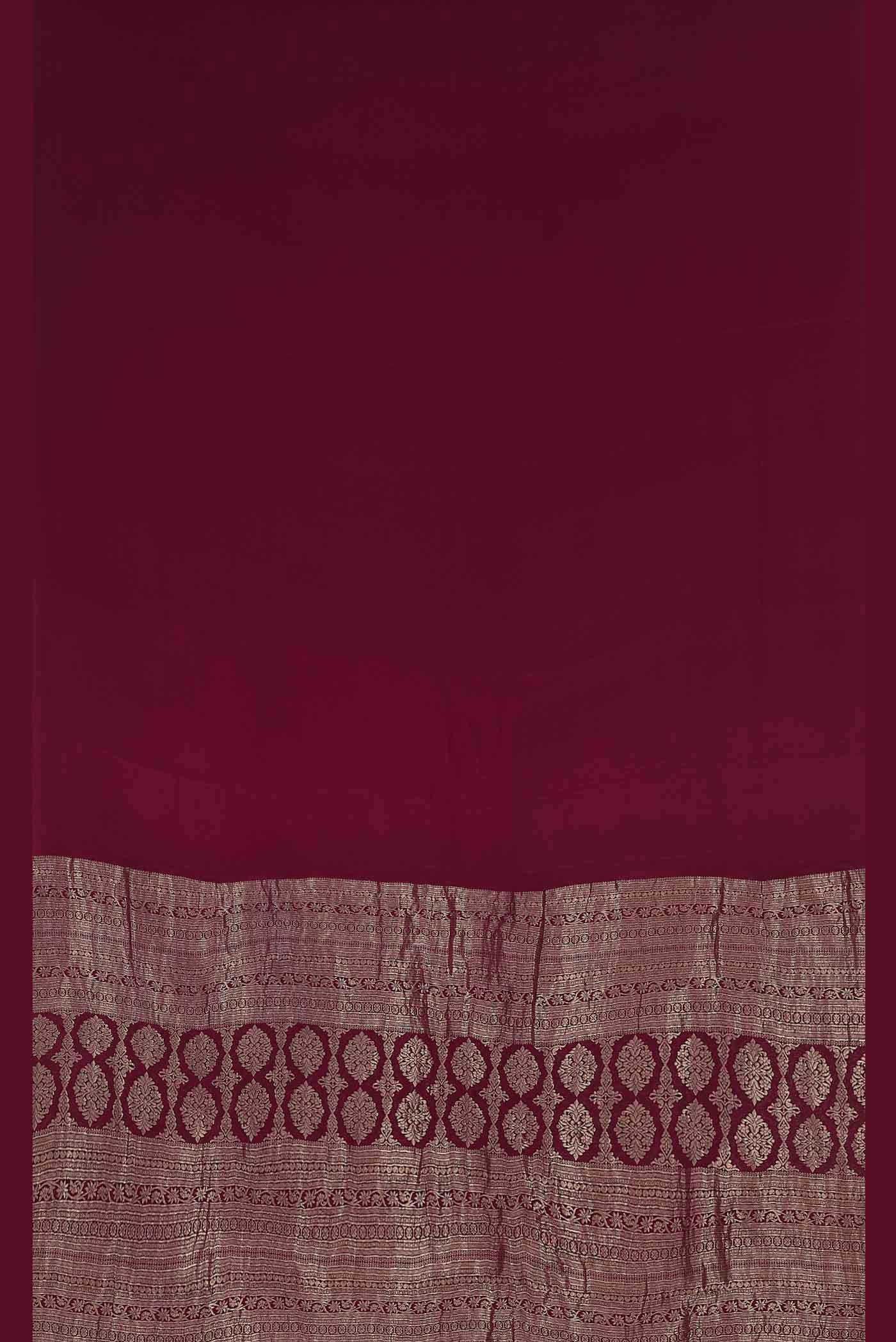 Maroon Mysore Crepe Saree