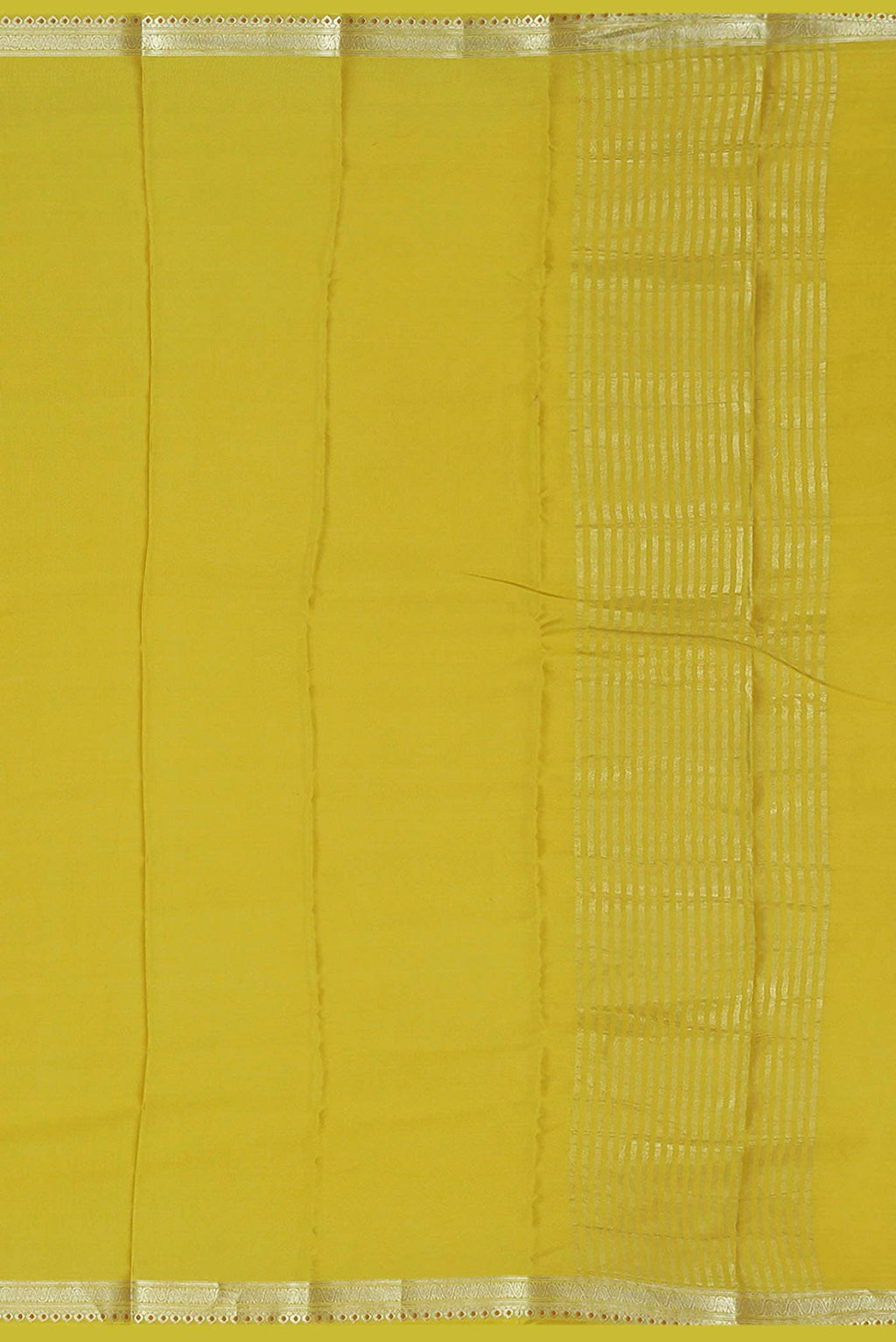 Yellow Mysore Crepe Saree