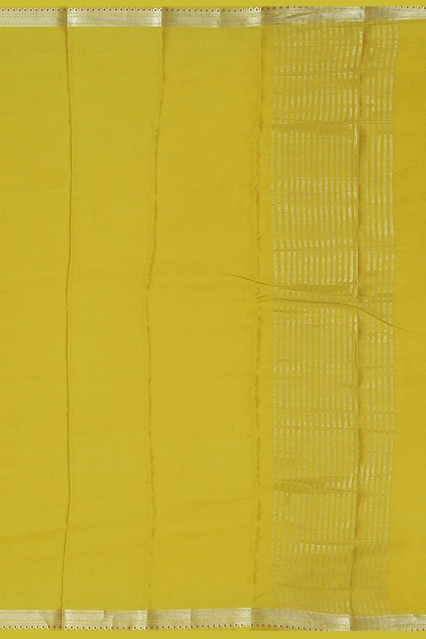 Yellow Mysore Crepe Saree