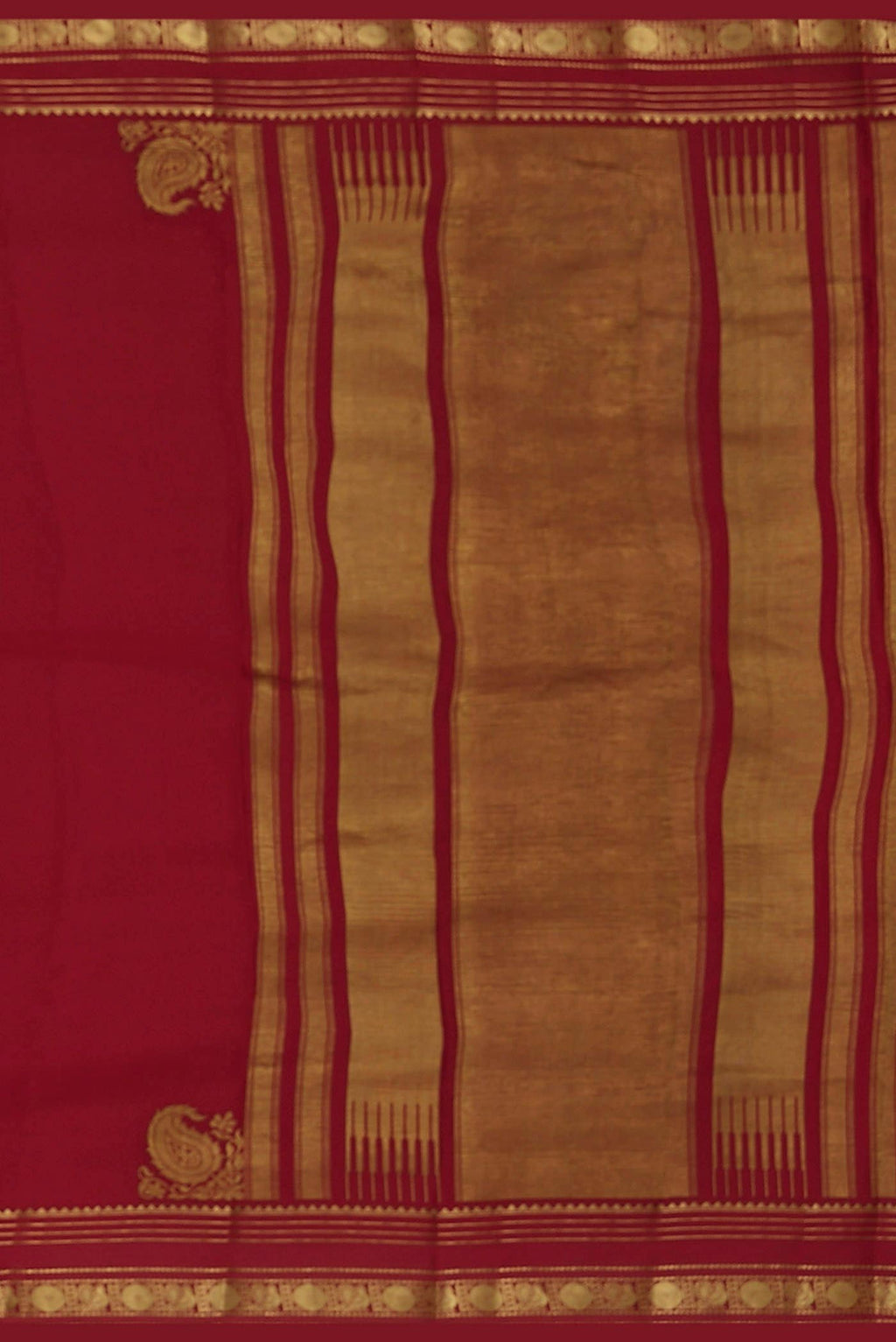 Red Mysore Crepe Saree