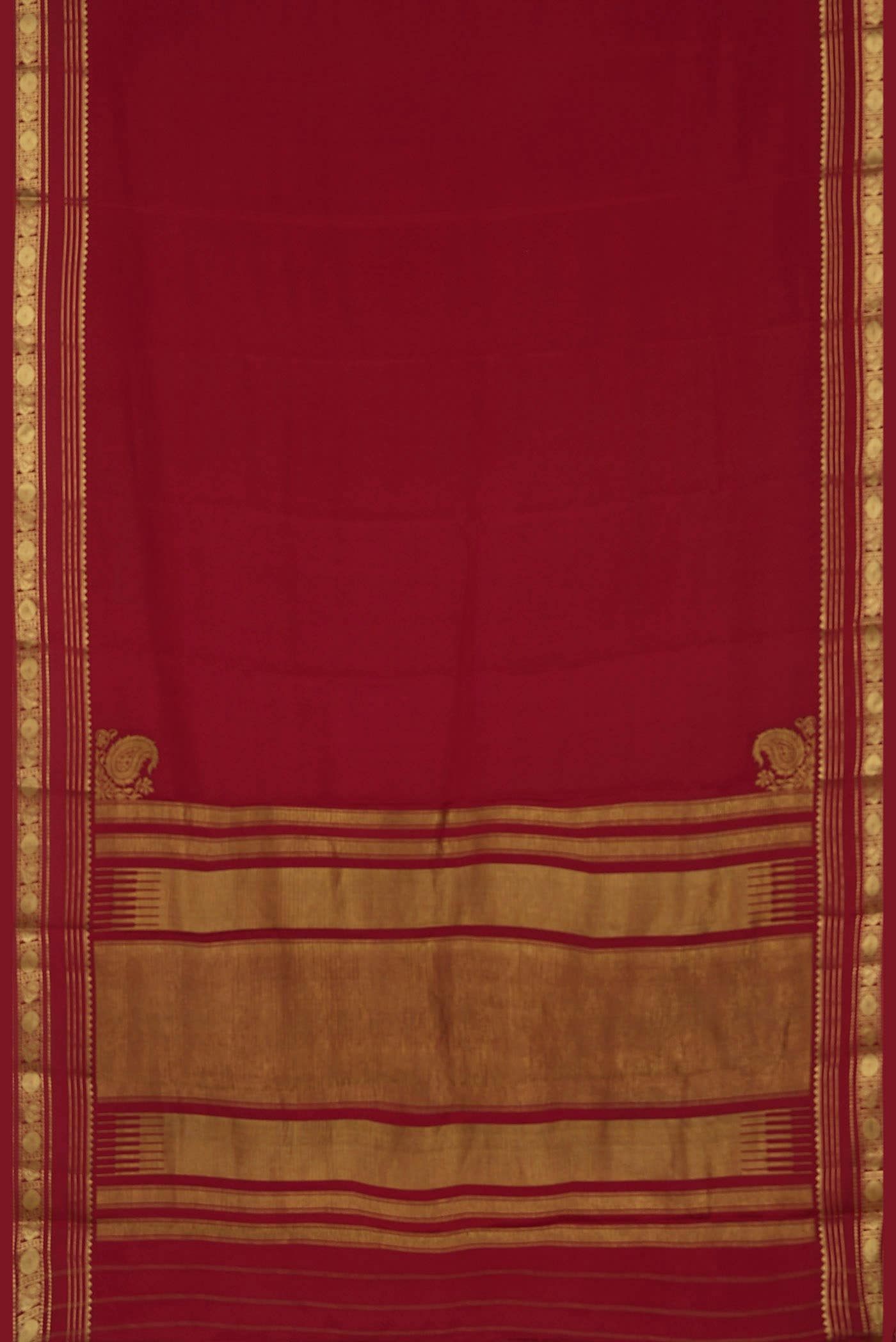 Red Mysore Crepe Saree