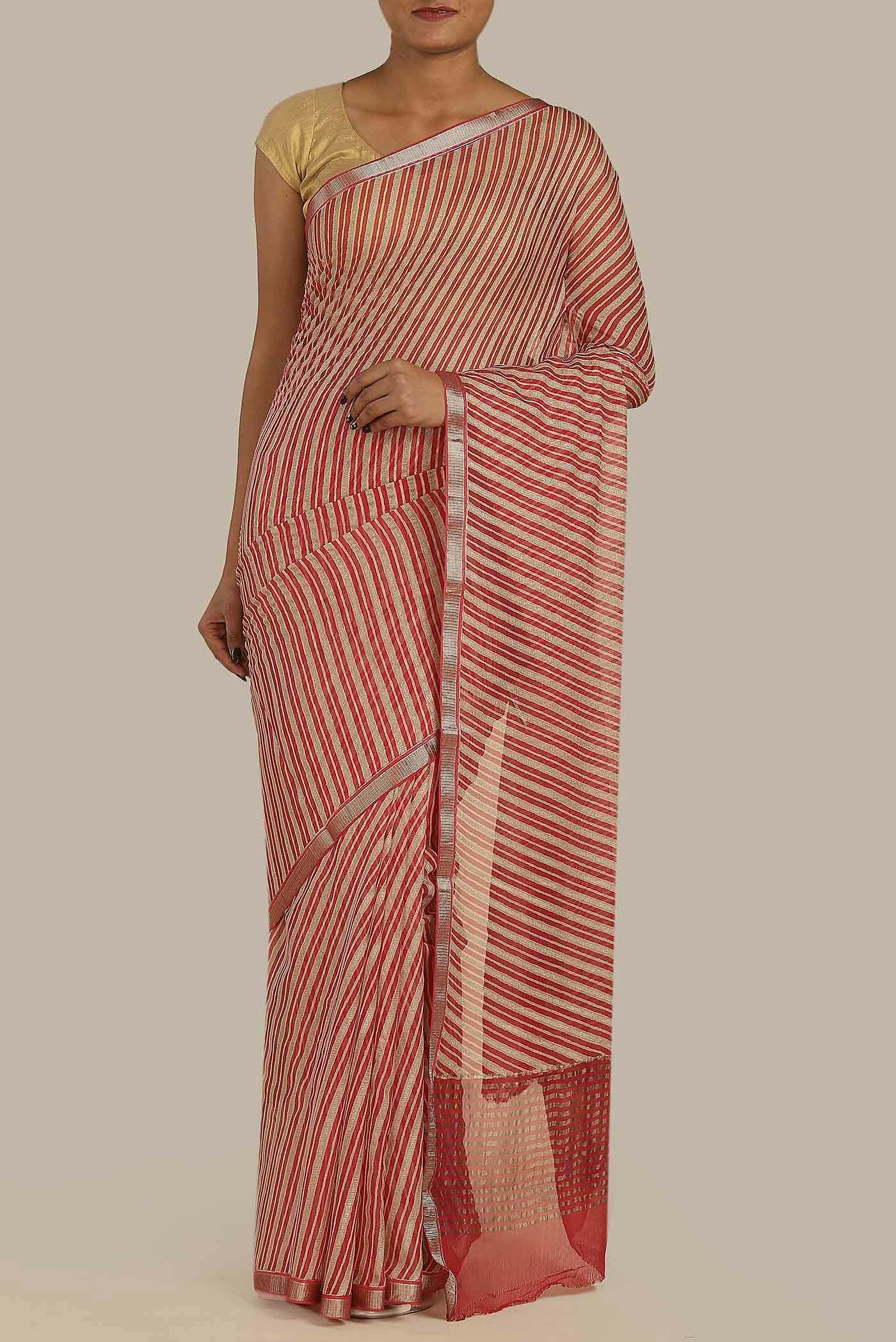 Beige Mysore Crepe Saree
