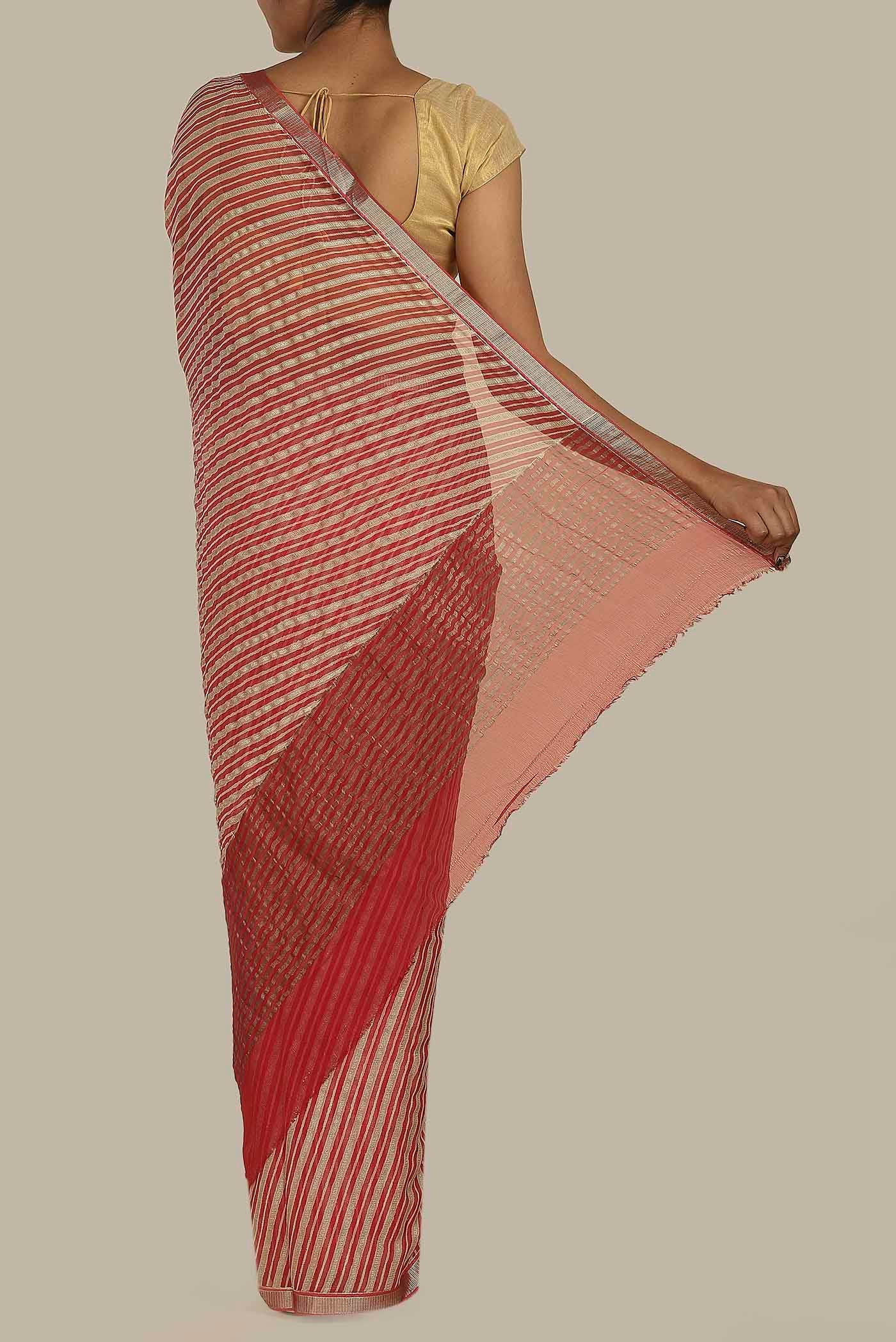 Beige Mysore Crepe Saree