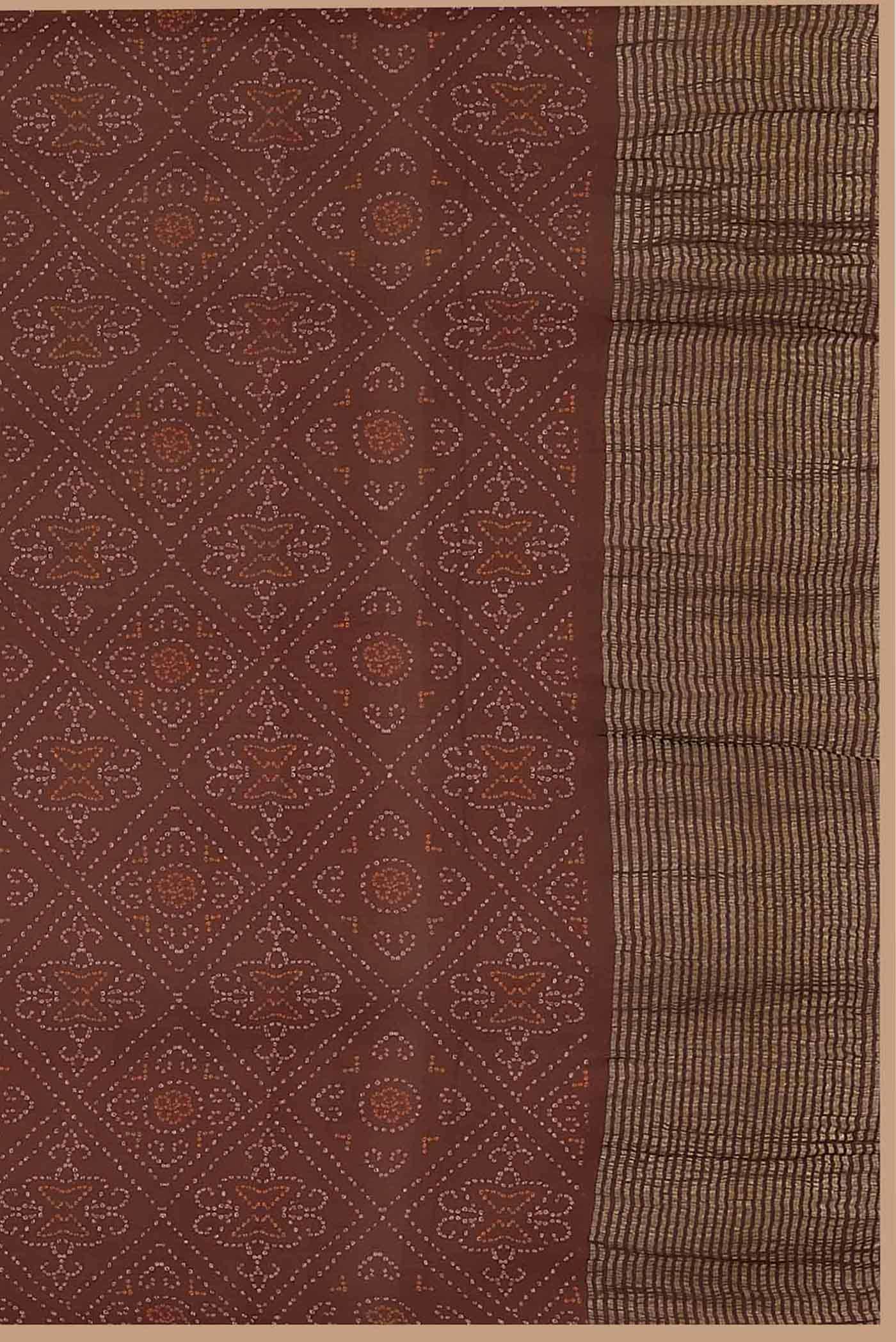 Brown Mysore Crepe Saree