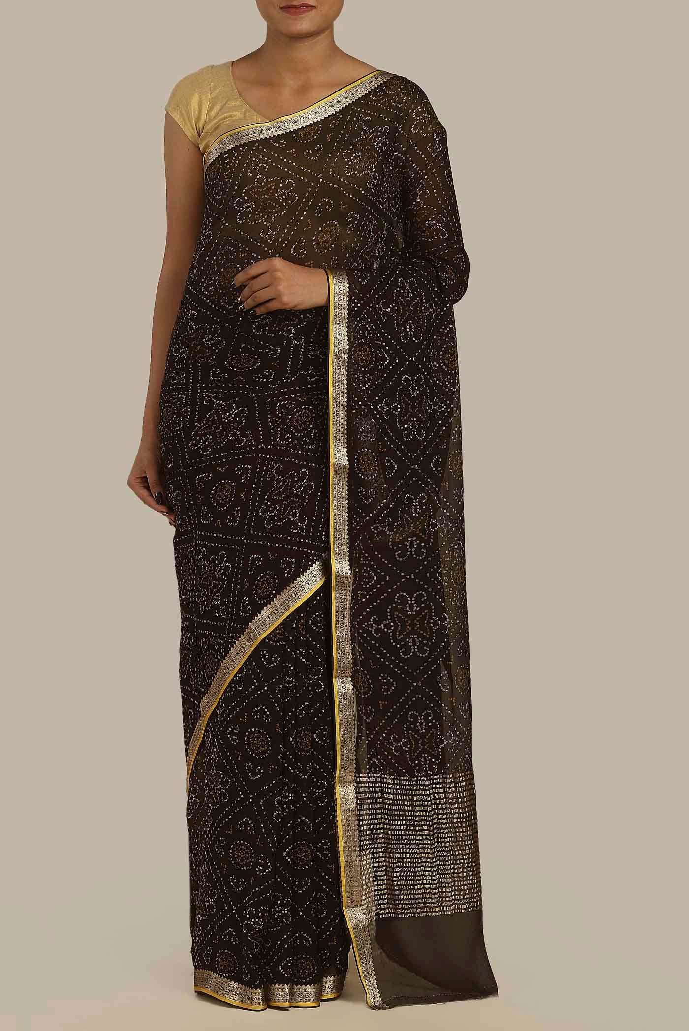 Black Mysore Chiffon Saree