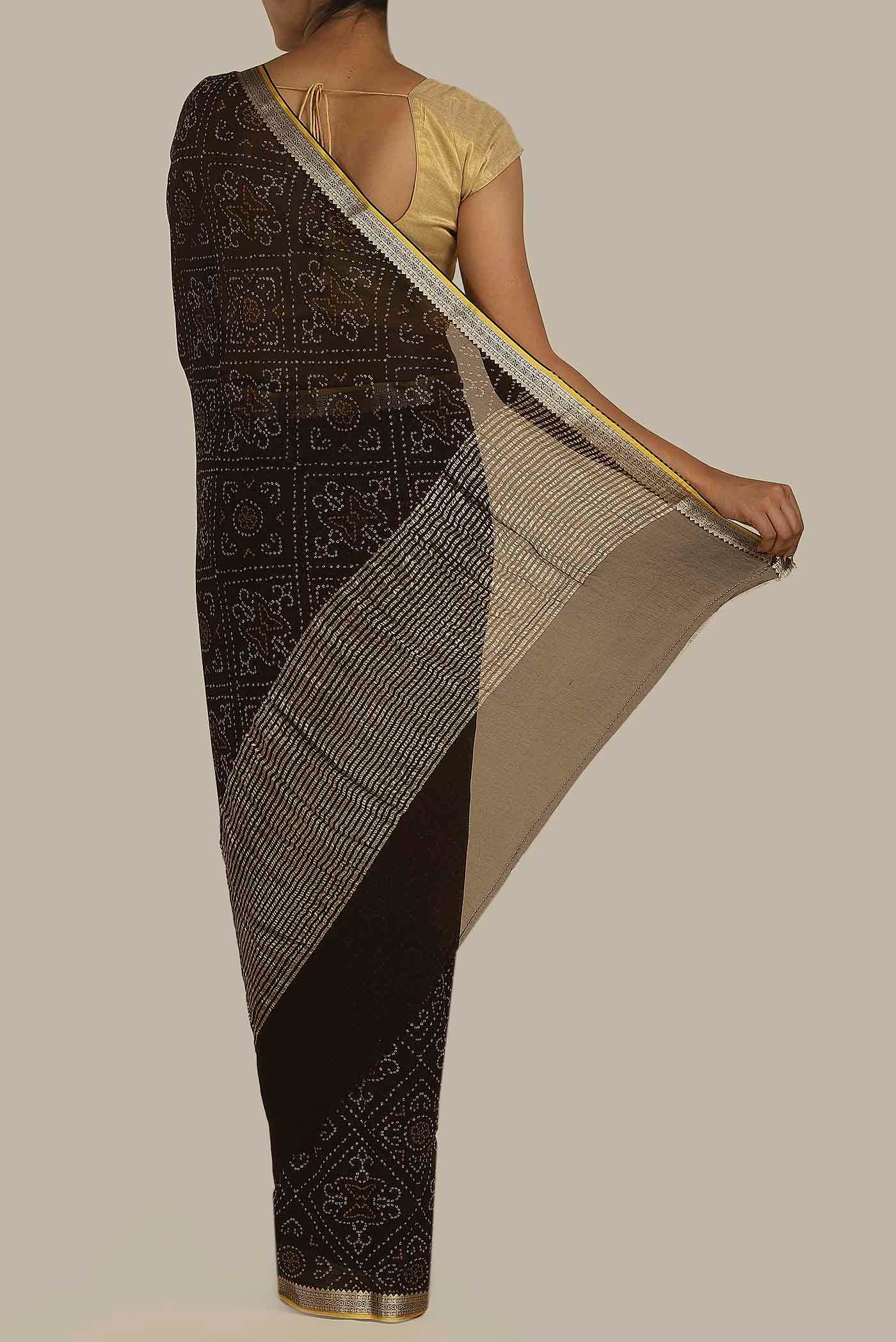 Black Mysore Chiffon Saree