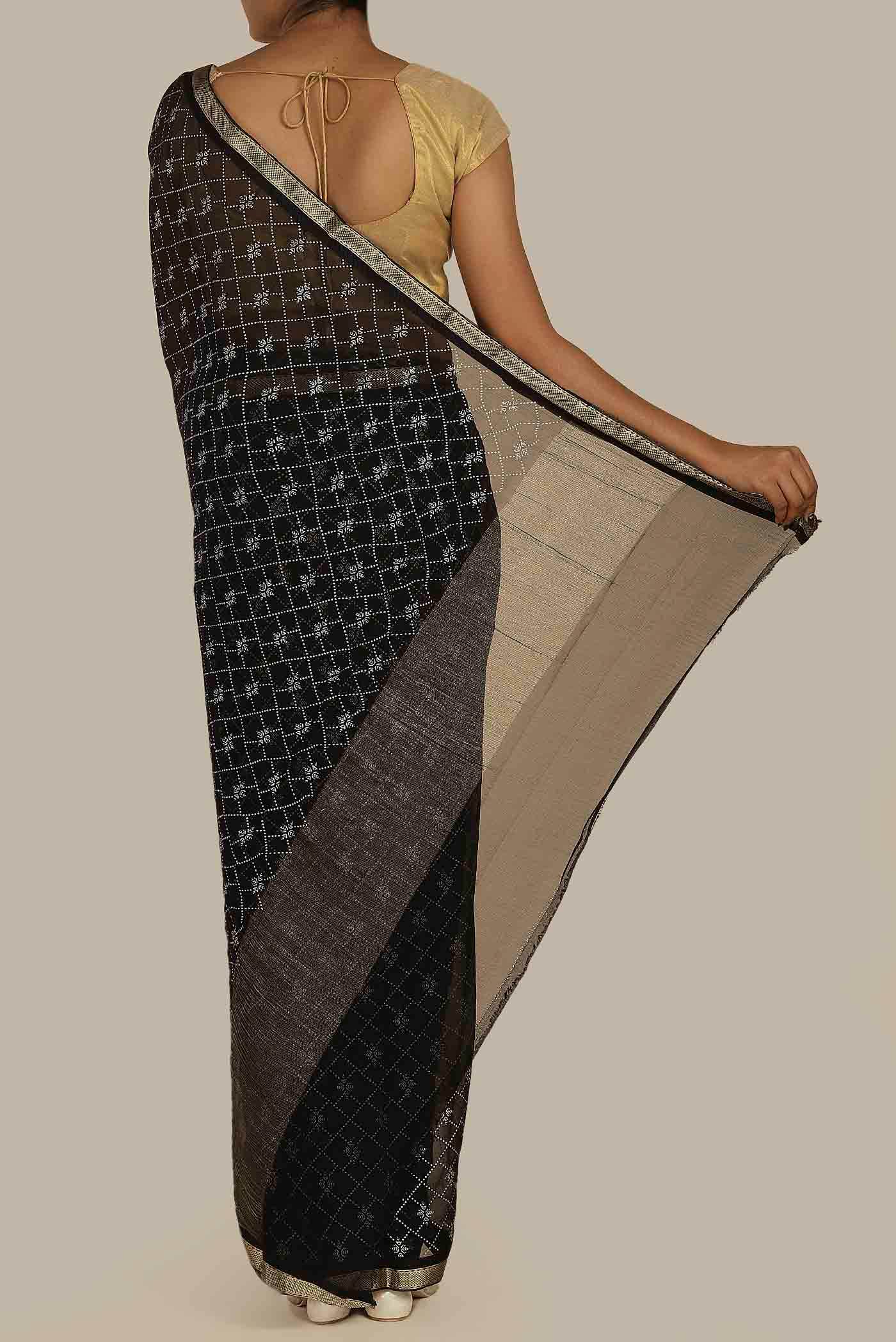 Black Mysore Chiffon Saree
