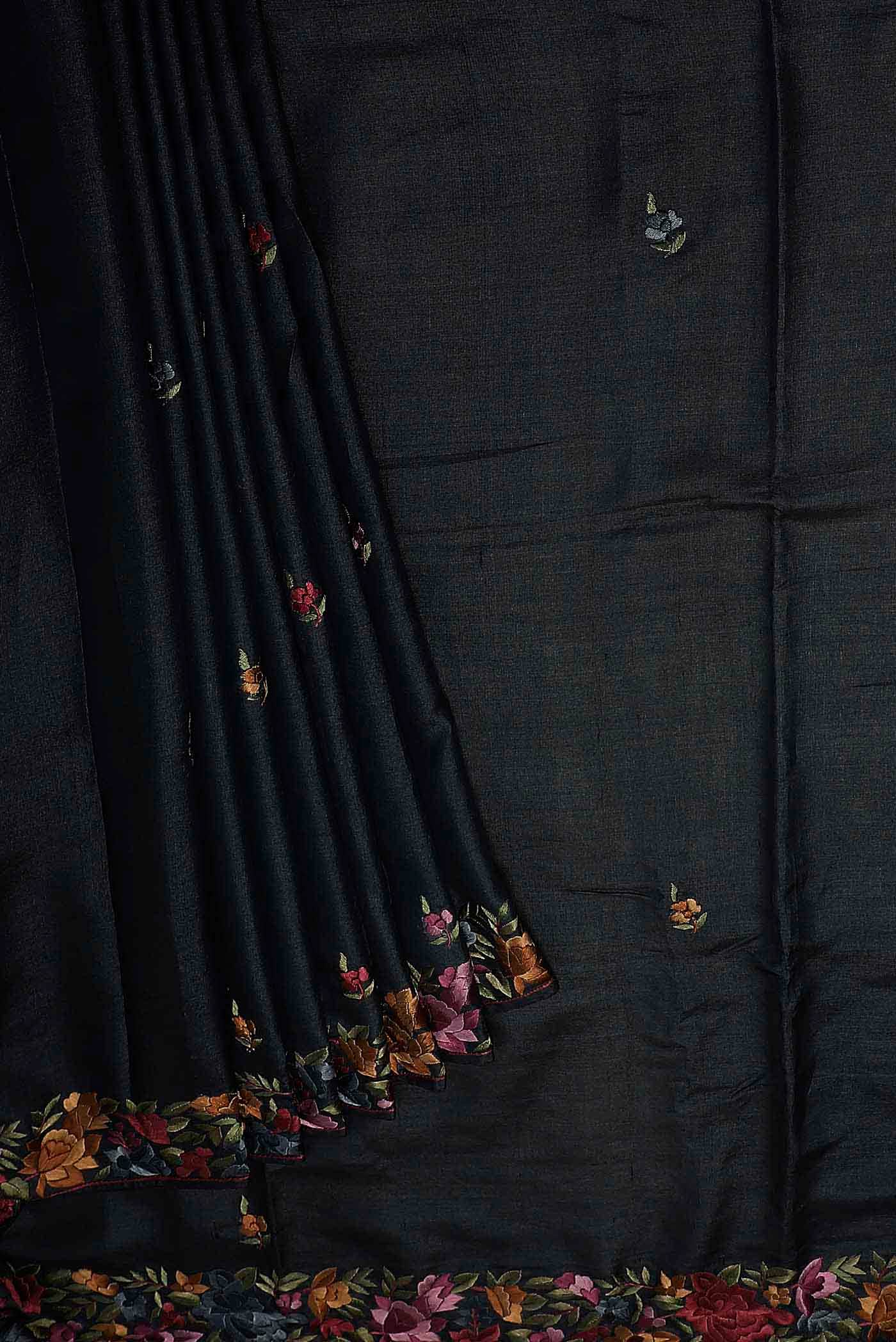 Black Mysore Chiffon Saree