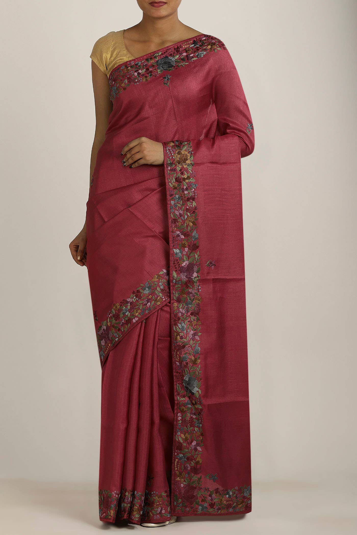 Maroon Bhagalpuri Tussar Silk Saree