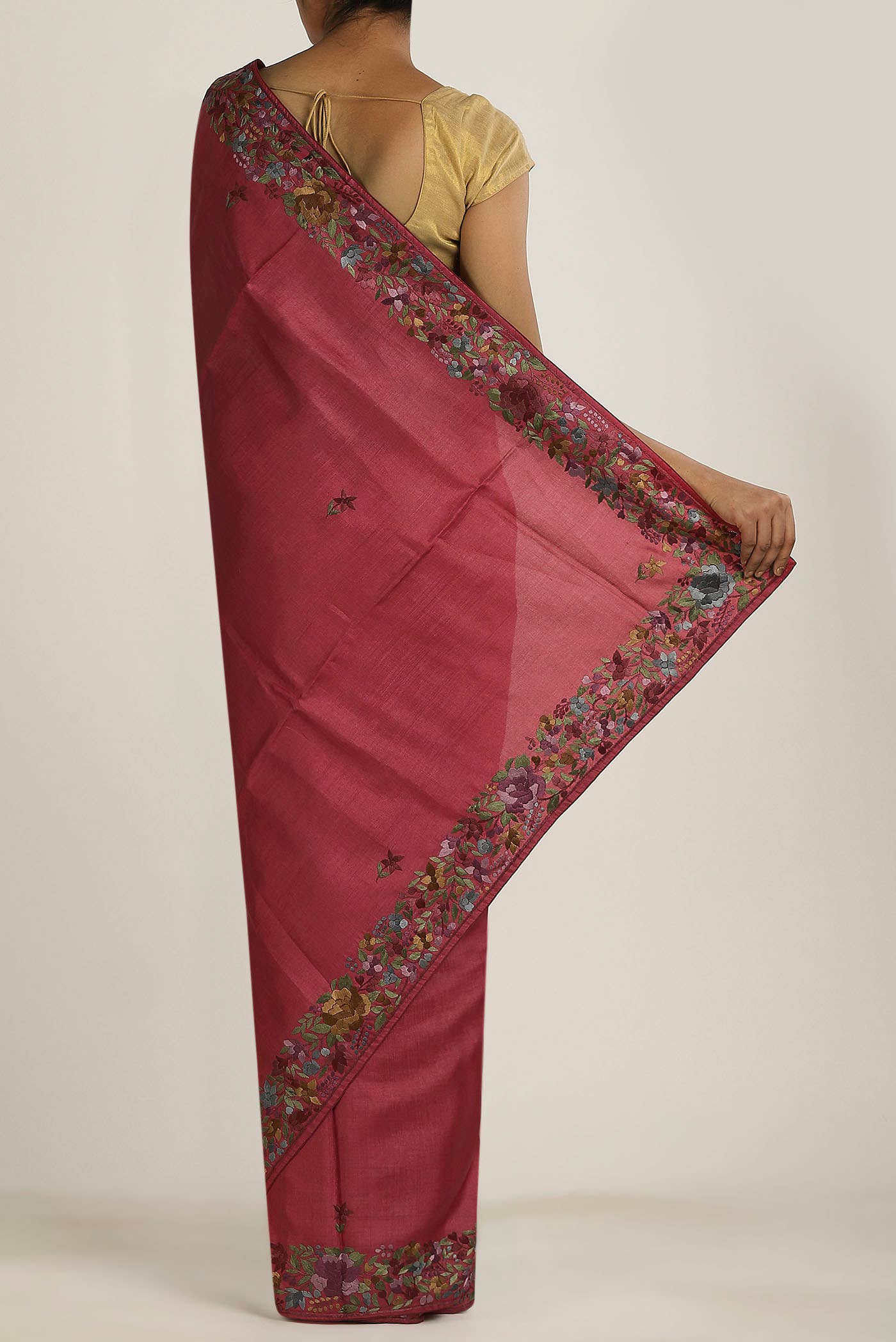 Maroon Bhagalpuri Tussar Silk Saree