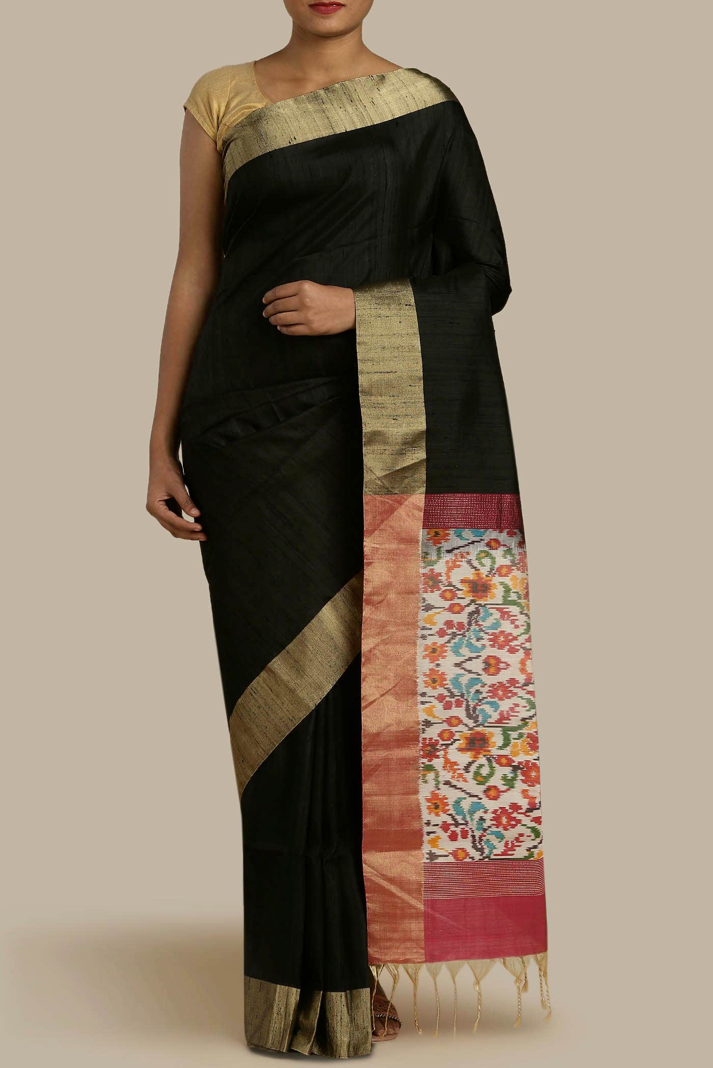 Black Raw Silk Saree