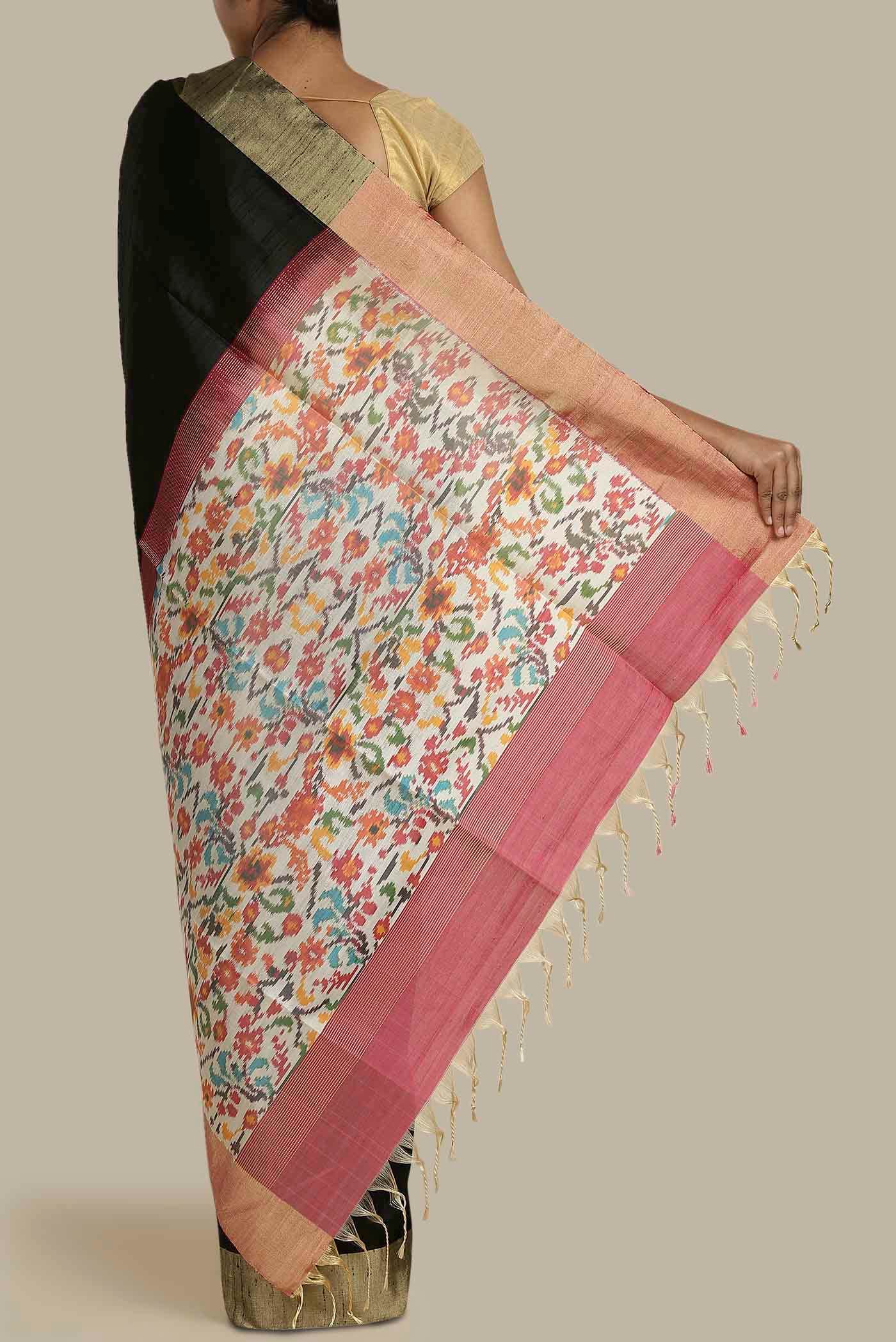 Black Raw Silk Saree