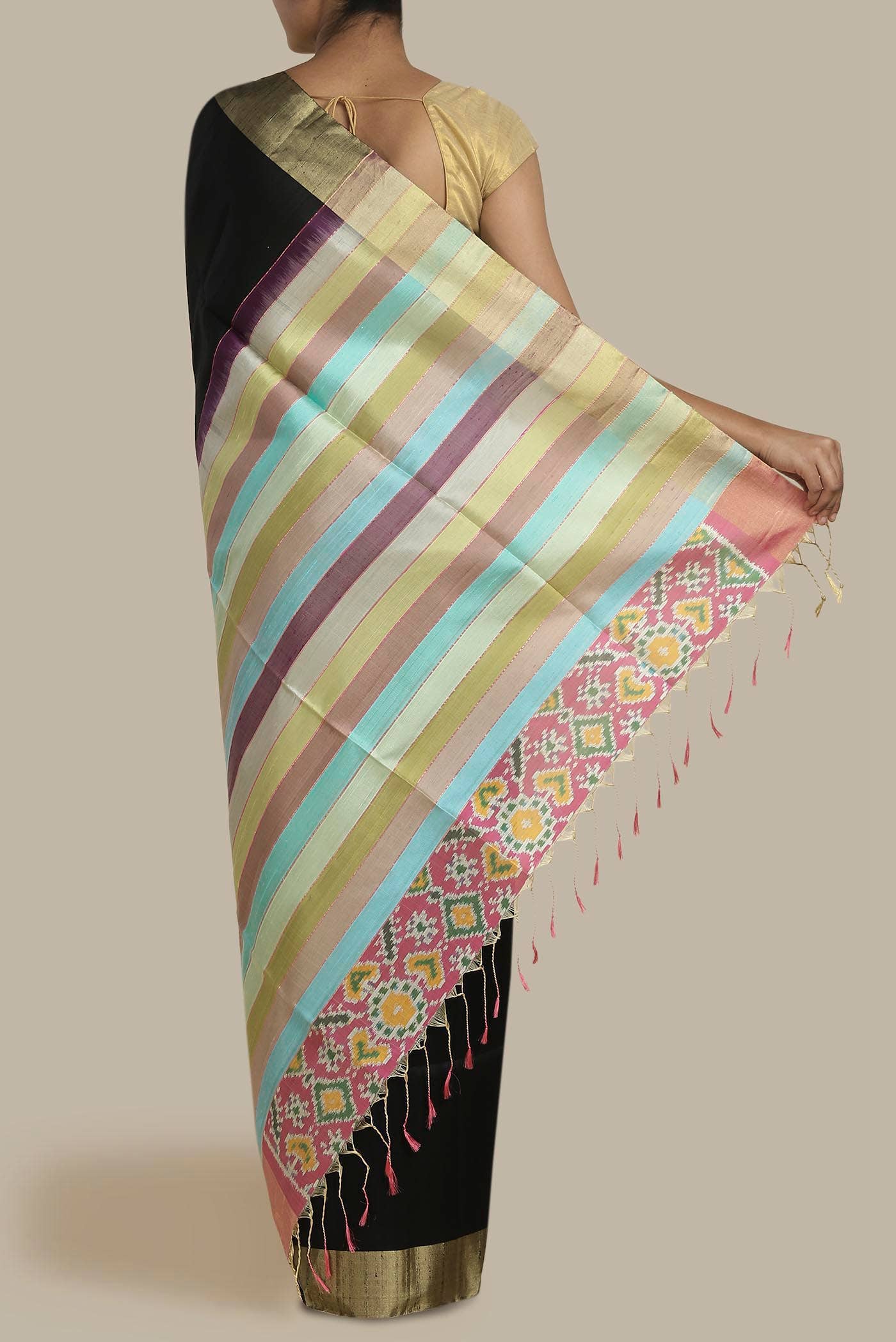 Black Raw Silk Saree