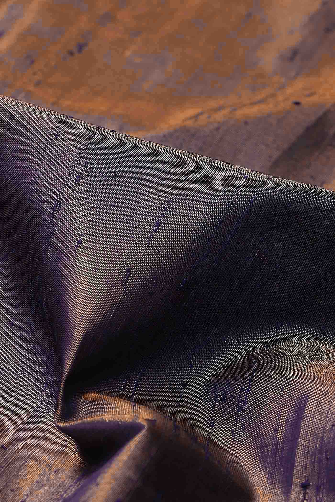 Blue with Gold Dual Tone Raw Silk Saree