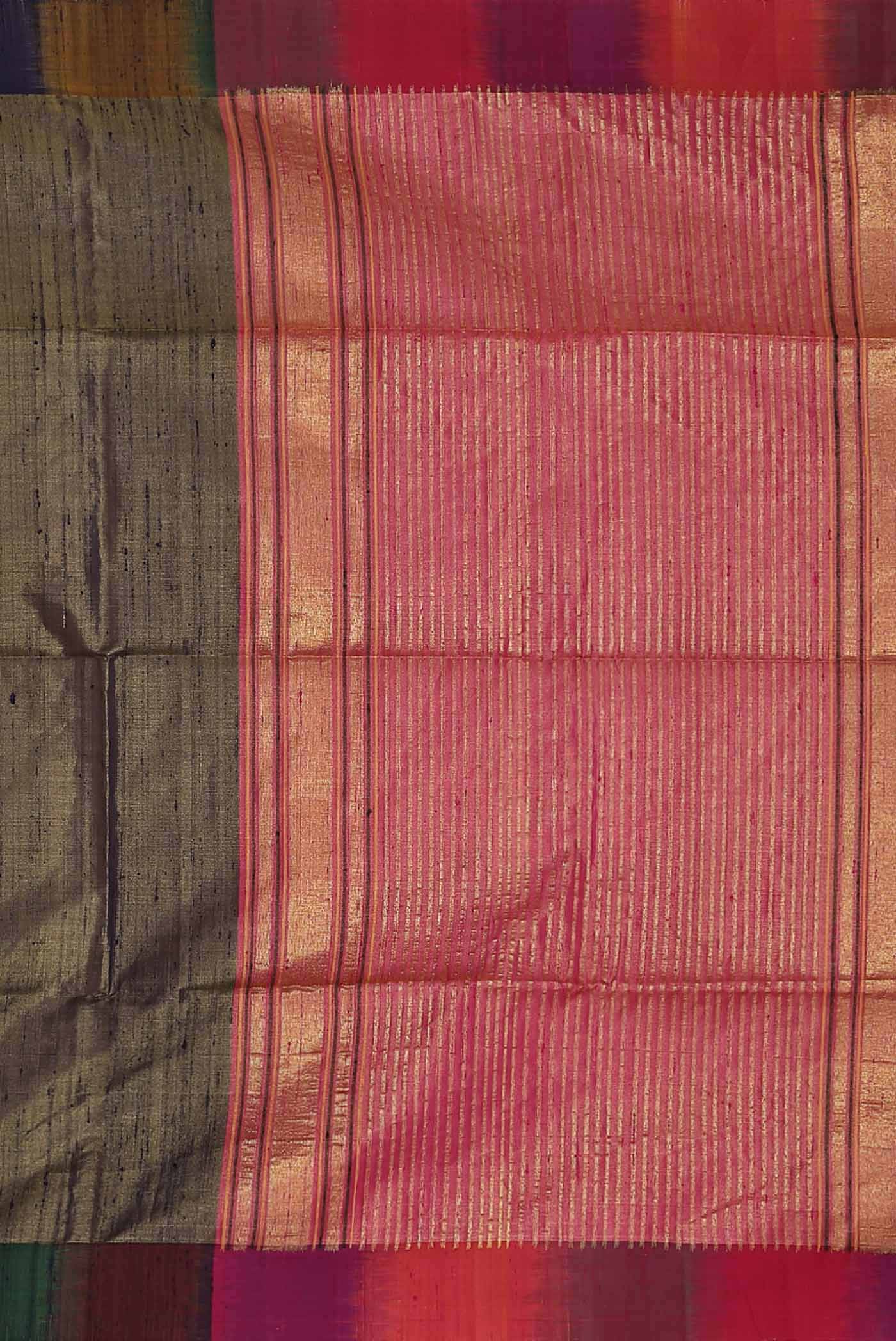 Blue with Gold Dual Tone Raw Silk Saree