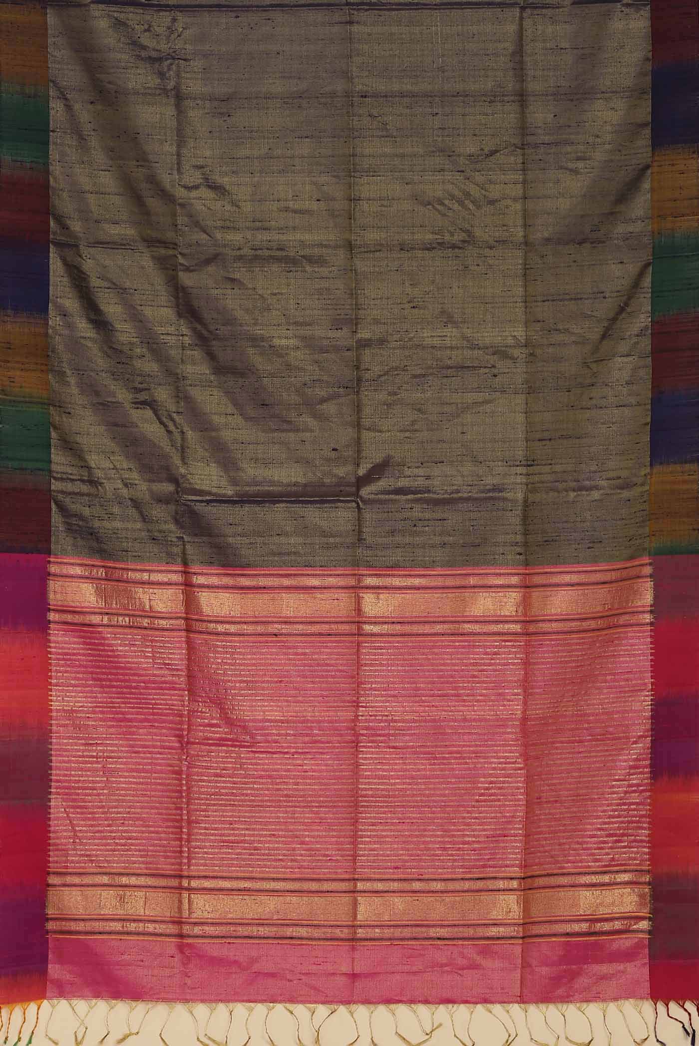Blue with Gold Dual Tone Raw Silk Saree