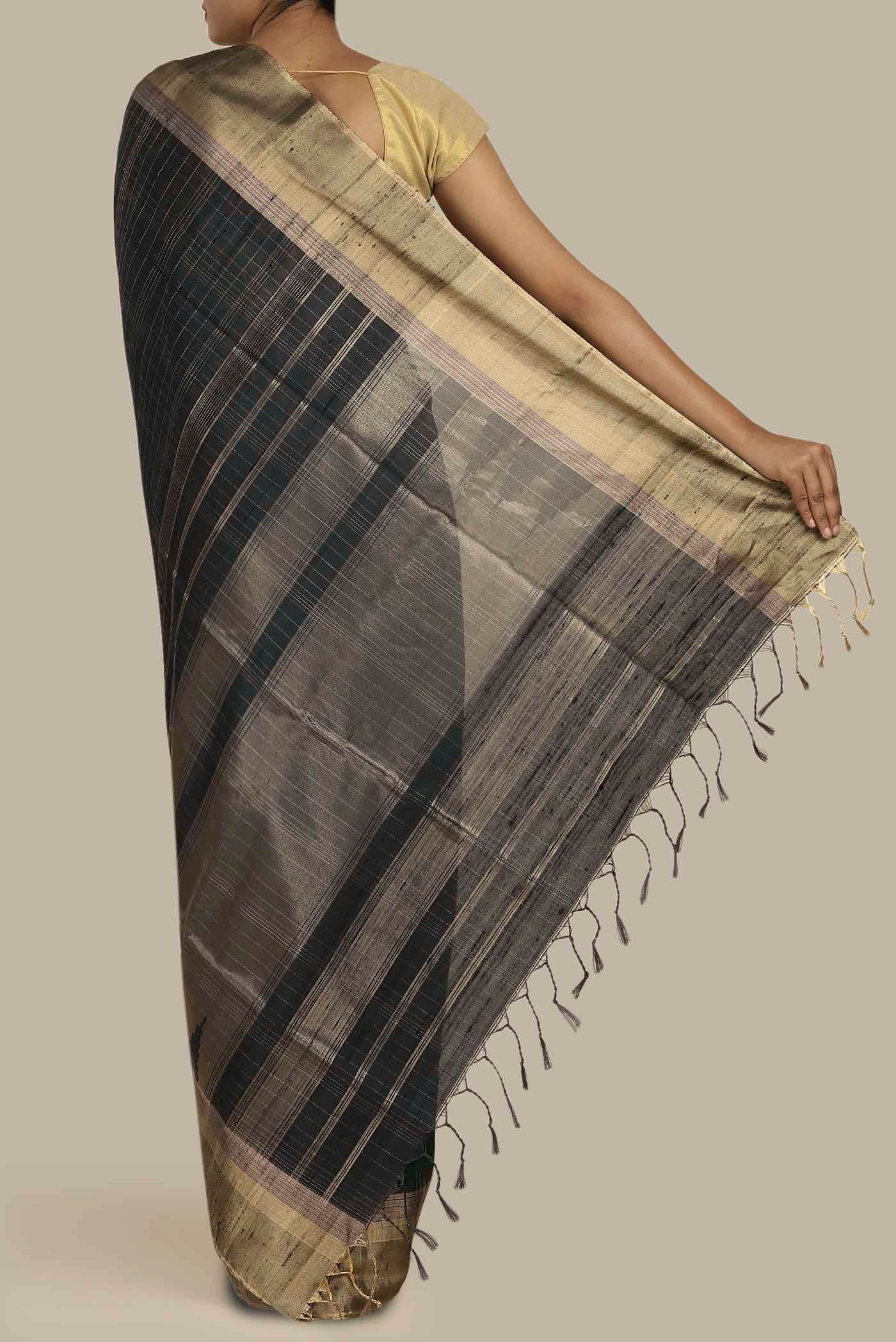 Black Raw Silk Saree