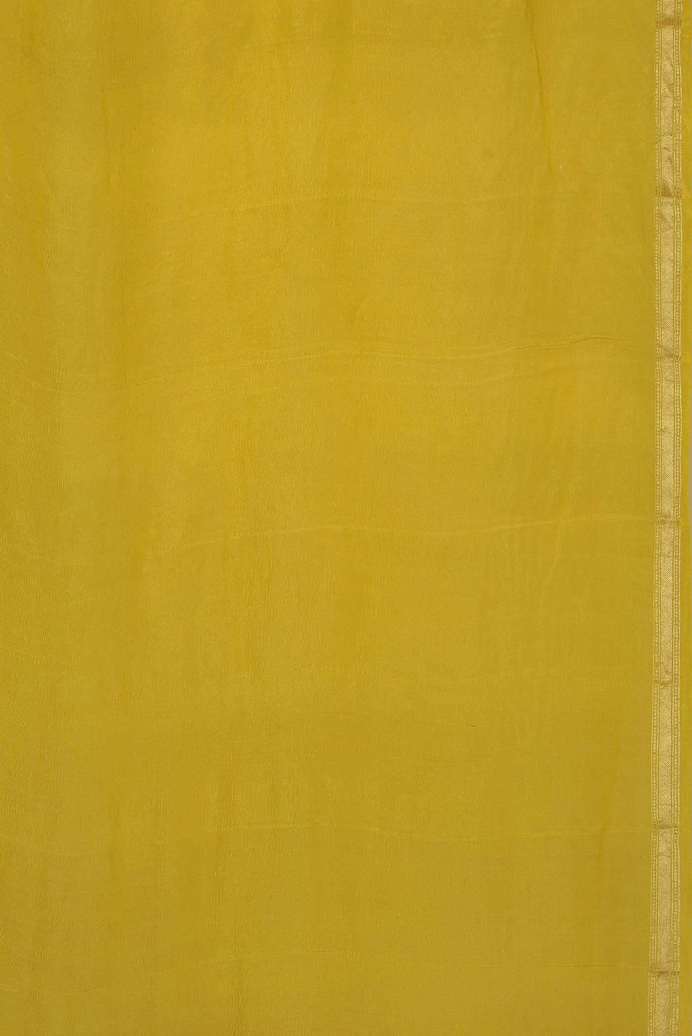 Yellow Mysore Crepe Saree