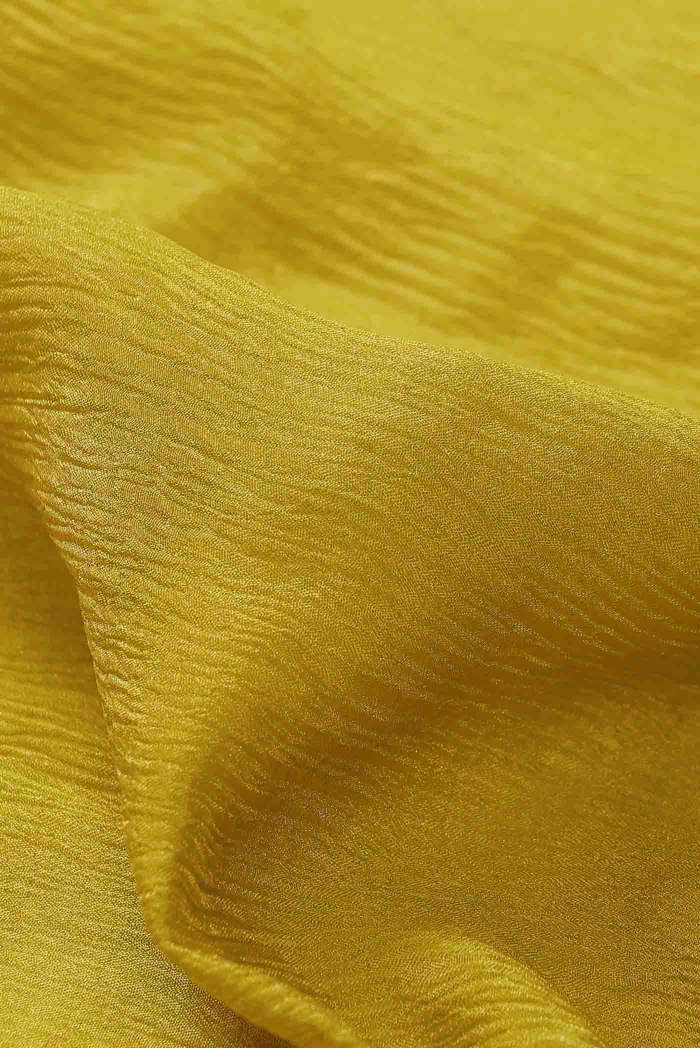 Yellow Mysore Crepe Saree