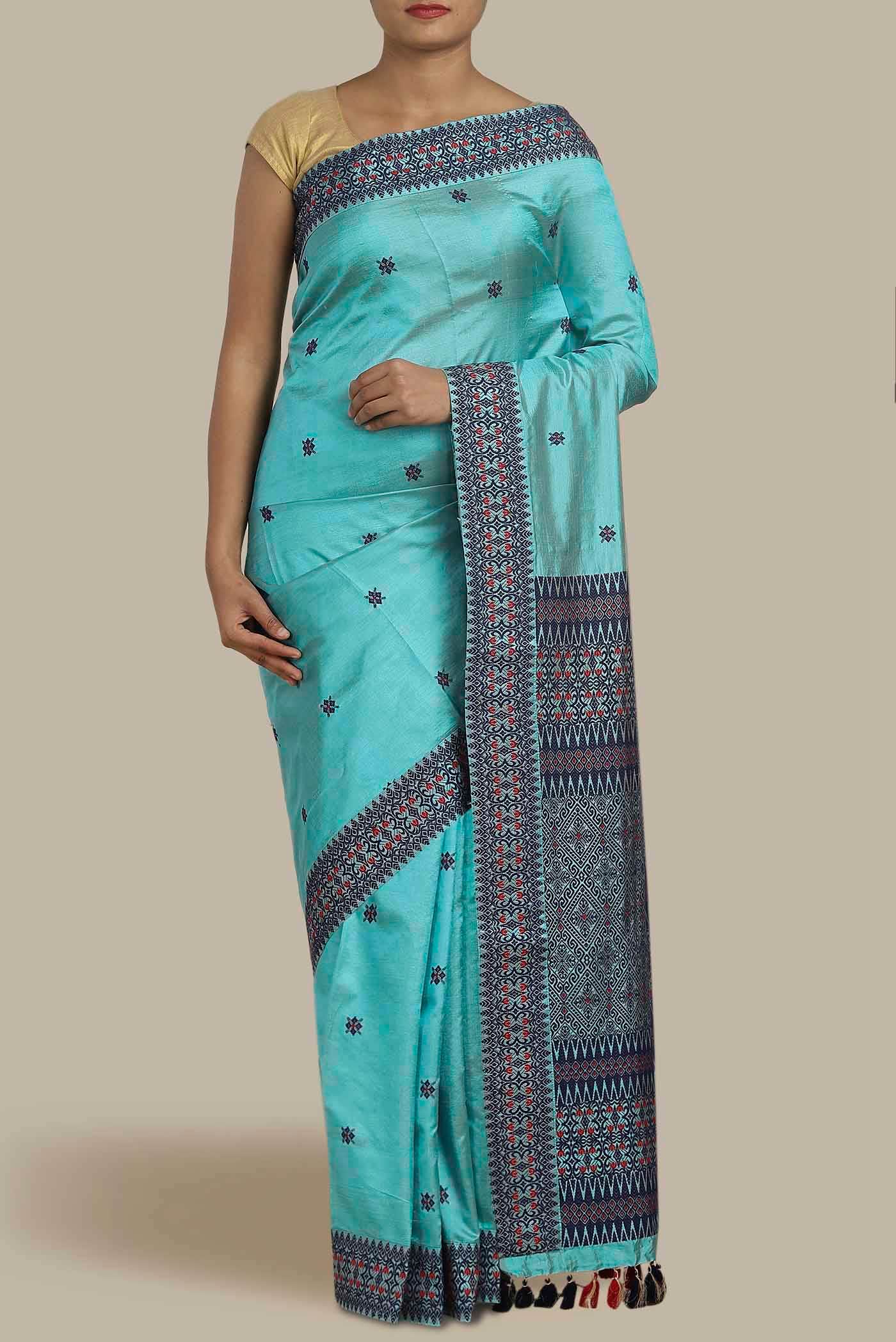 Blue Assam Silk Saree