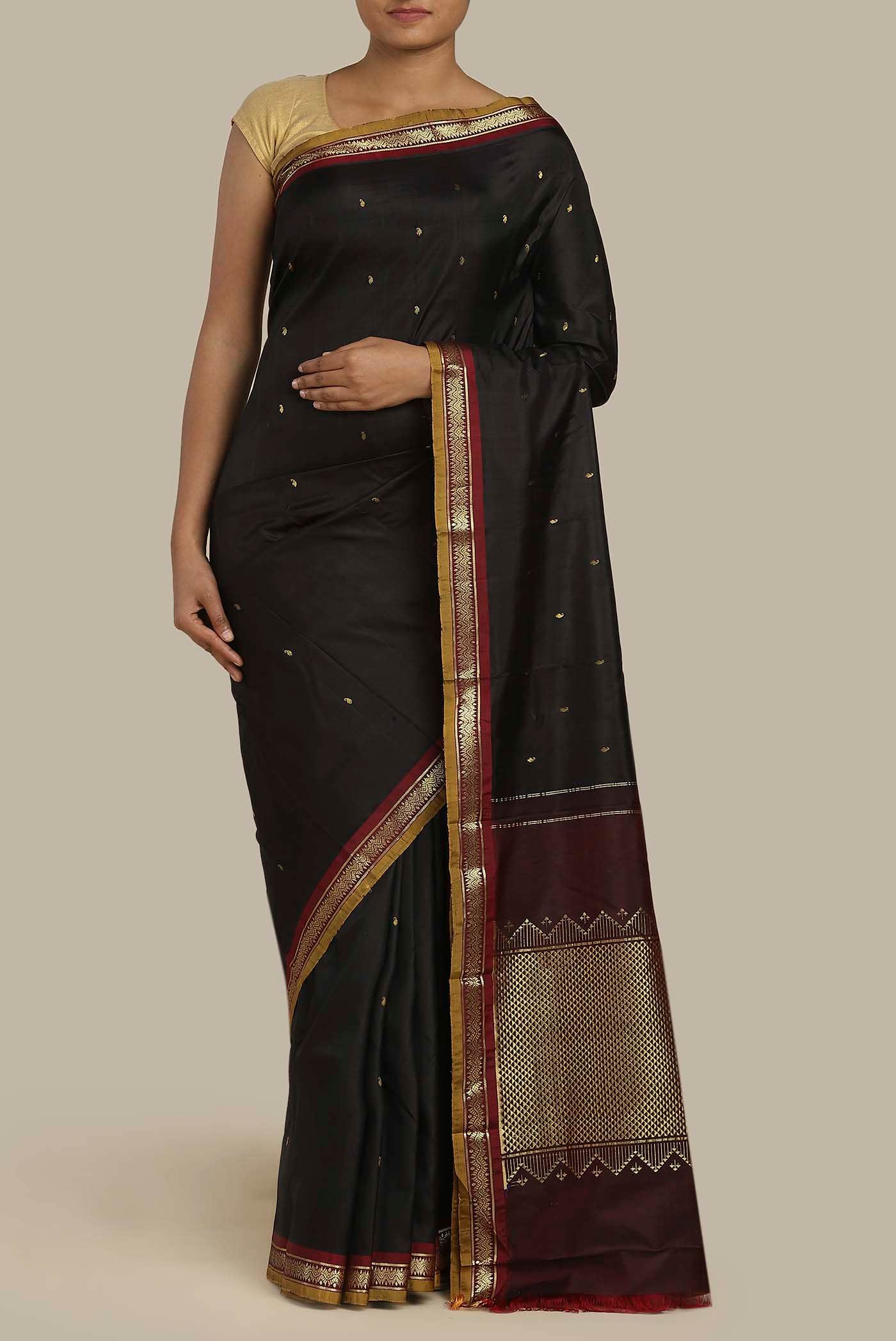 Black Kanchipuram Silk Saree