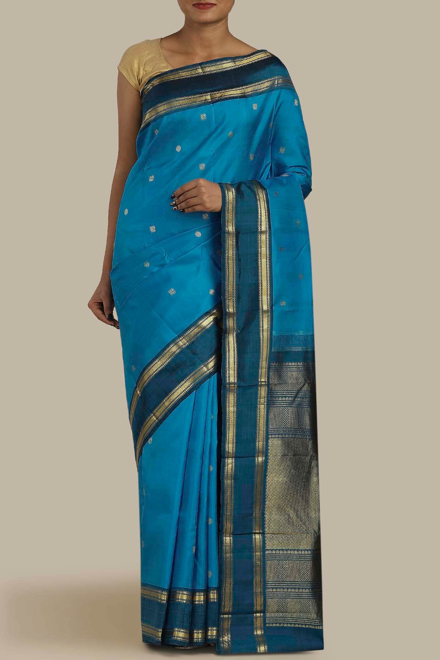 Blue Kanchipuram Silk Saree