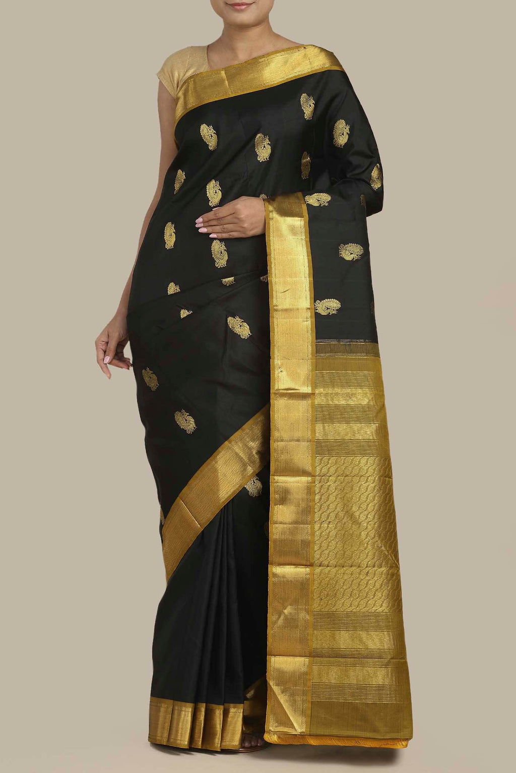 Black Kanchipuram Silk Saree