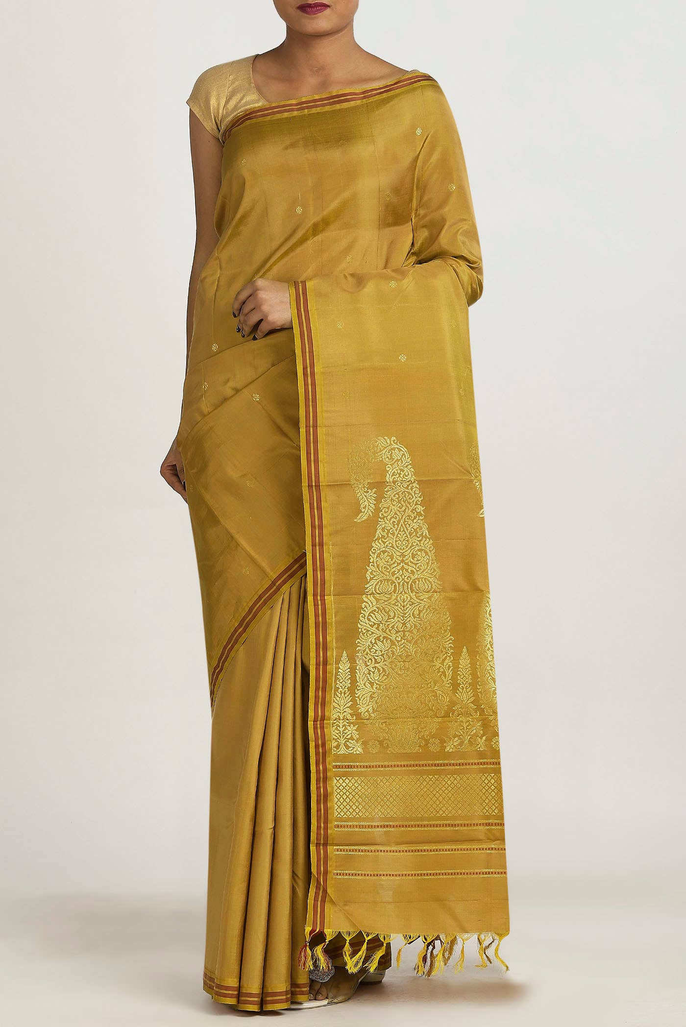 Brown Kanchipuram Silk Saree