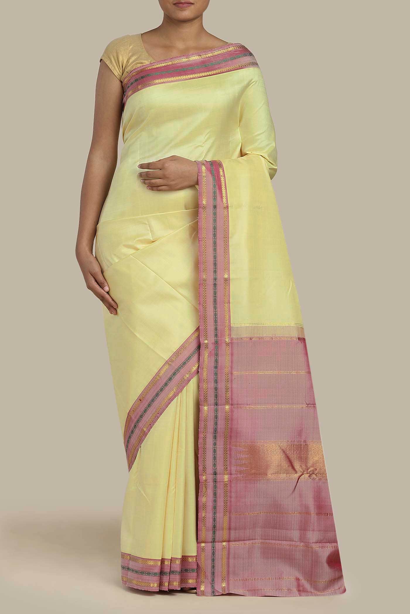 Beige Kanchipuram Silk Saree