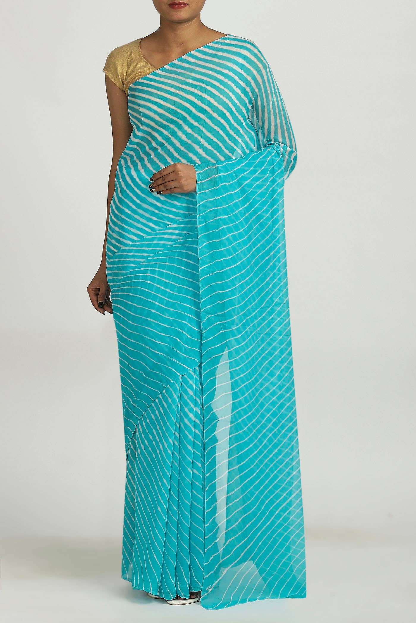 Blue Bandhani Georgette Saree