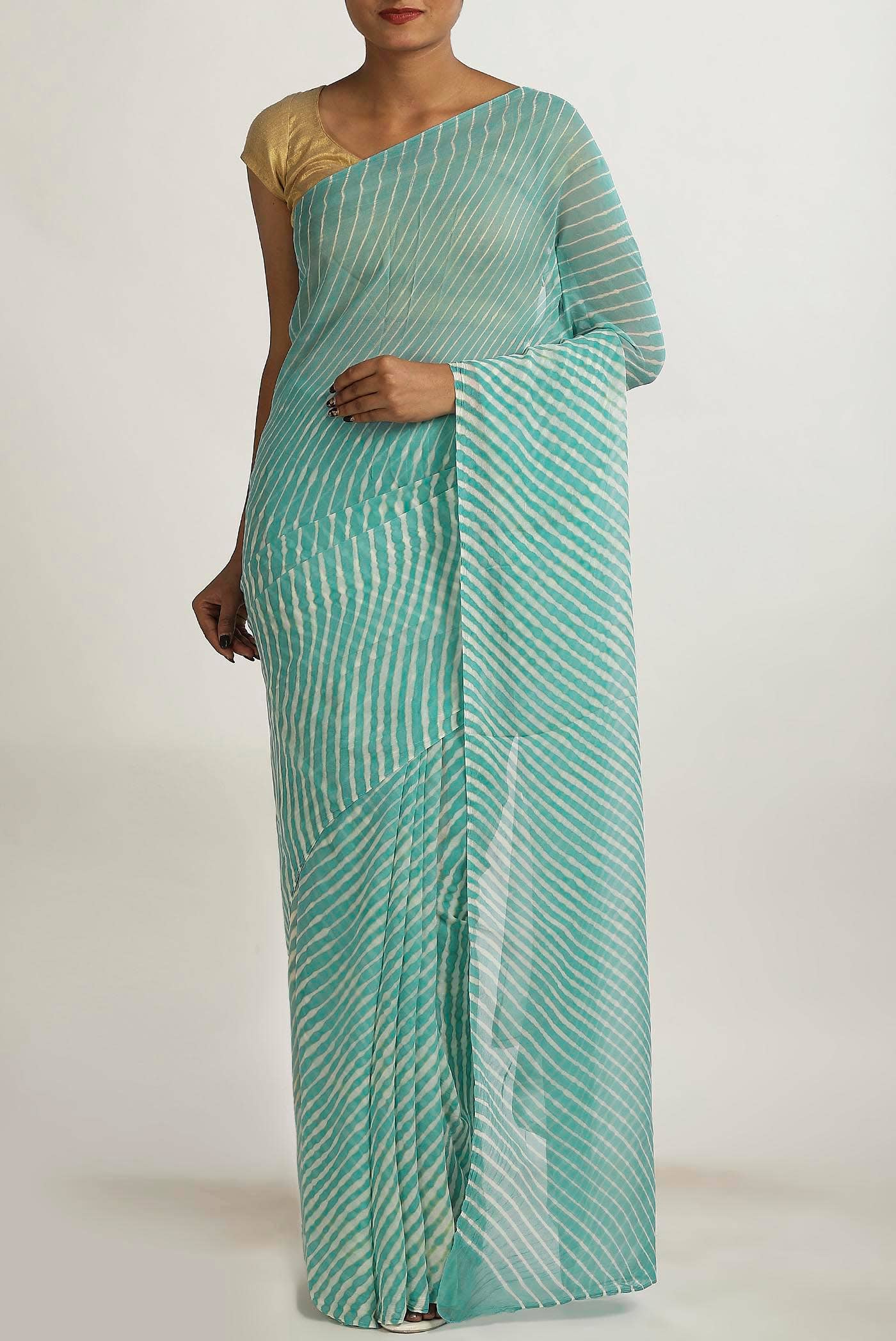 Blue Bandhani Georgette Saree