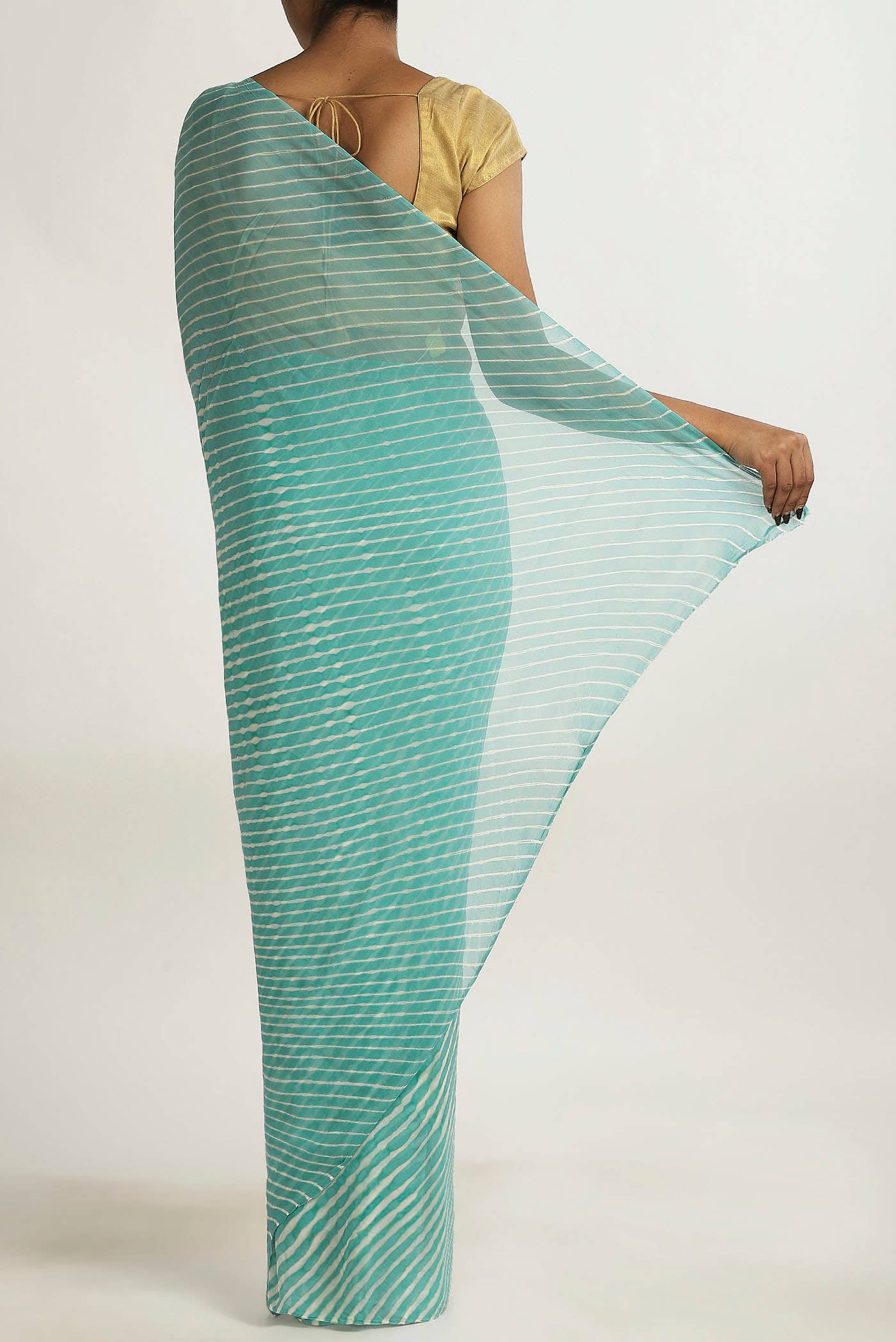 Blue Bandhani Georgette Saree