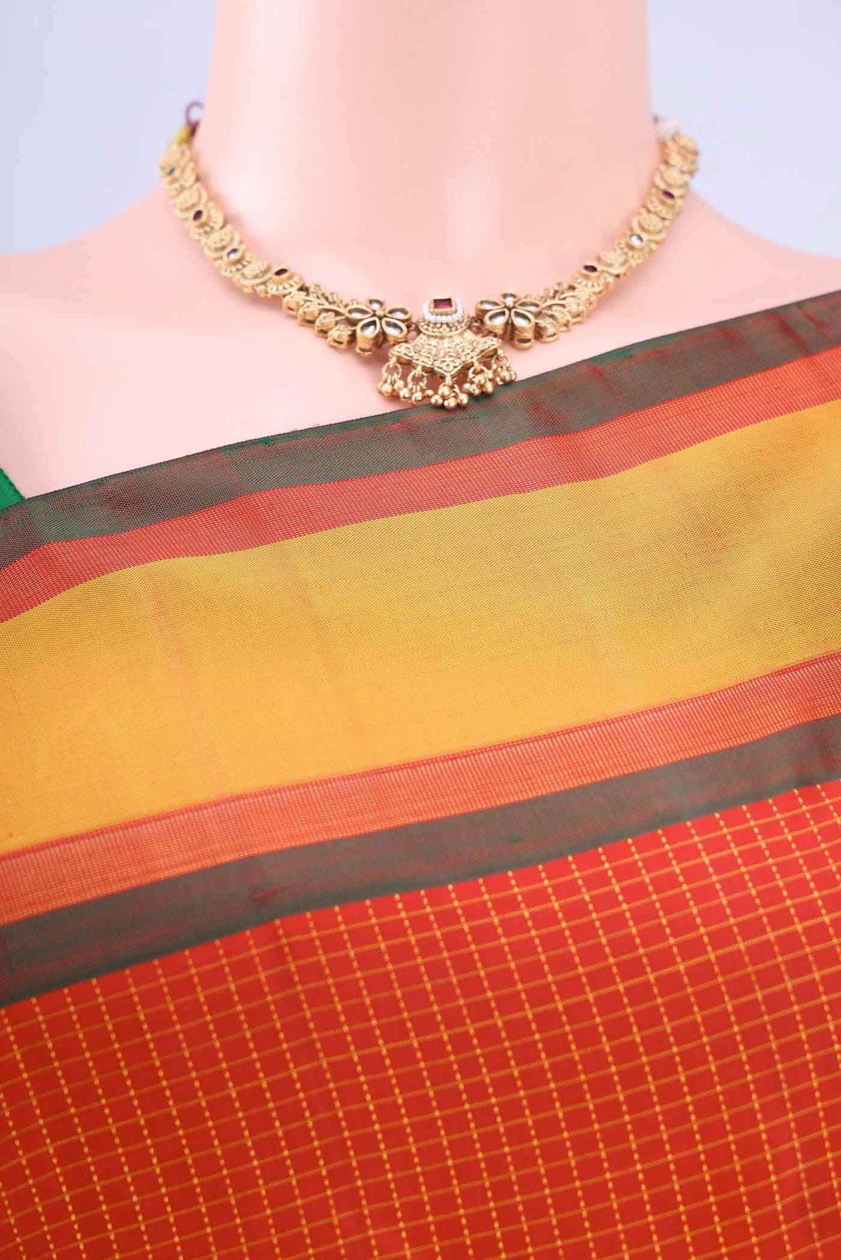 Pure Silk Pure Zari Orange Kanjivaram Saree