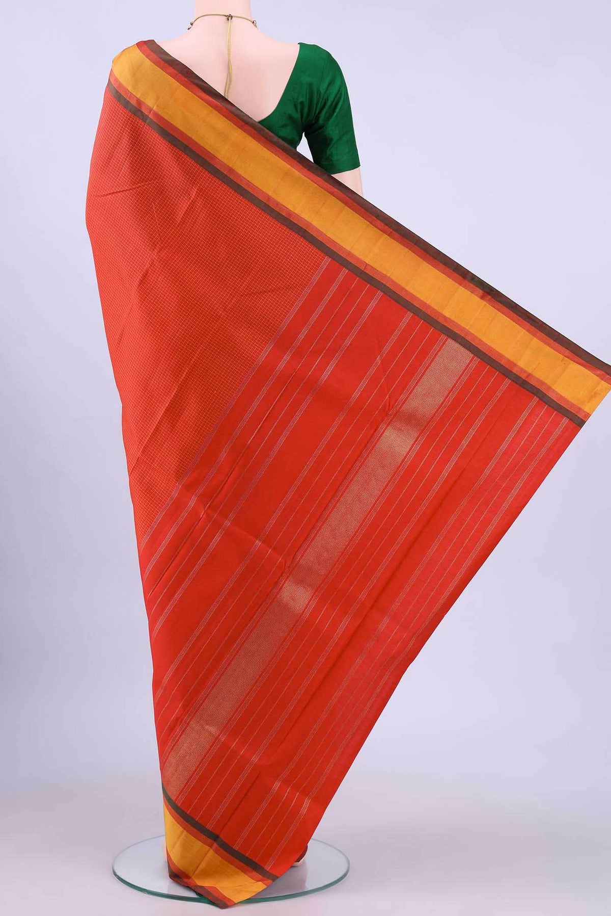 Pure Silk Pure Zari Orange Kanjivaram Saree