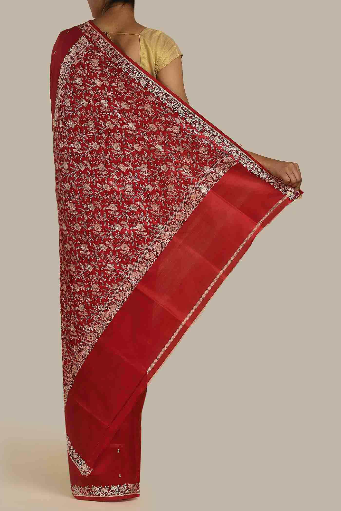Red Banarasi Katan Silk Saree
