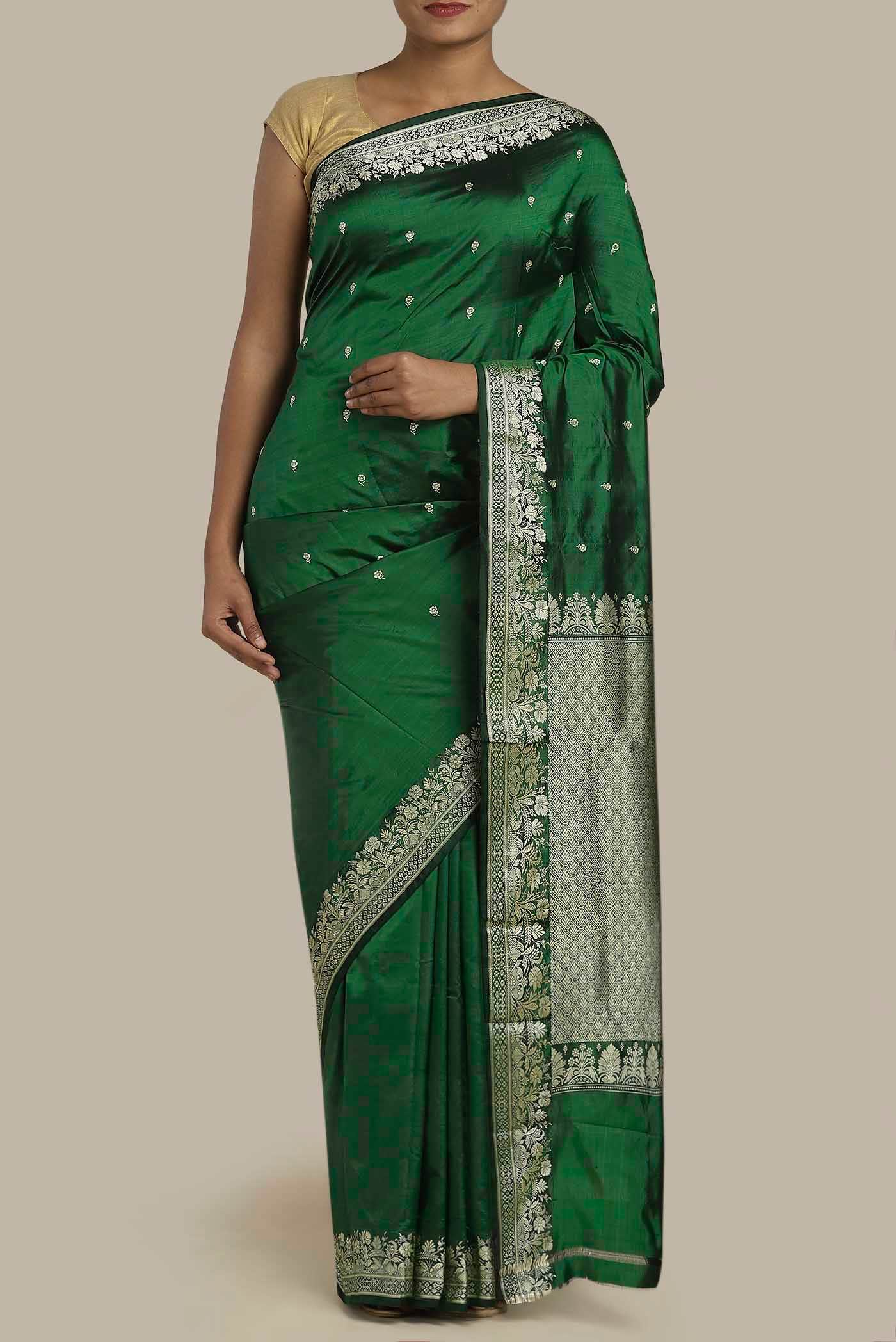 Green Banarasi Katan Silk Saree