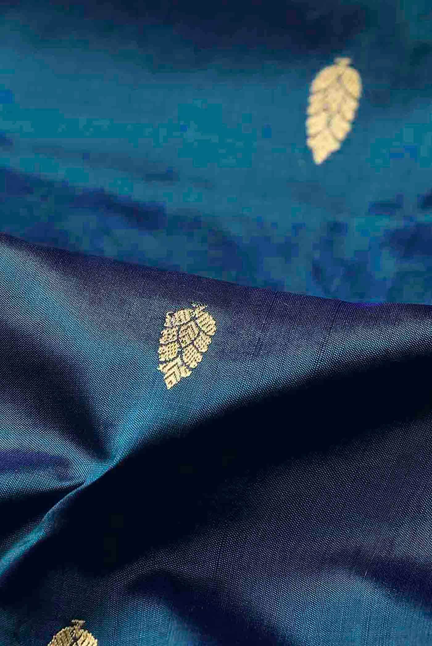 Blue Banarasi Katan Silk Saree