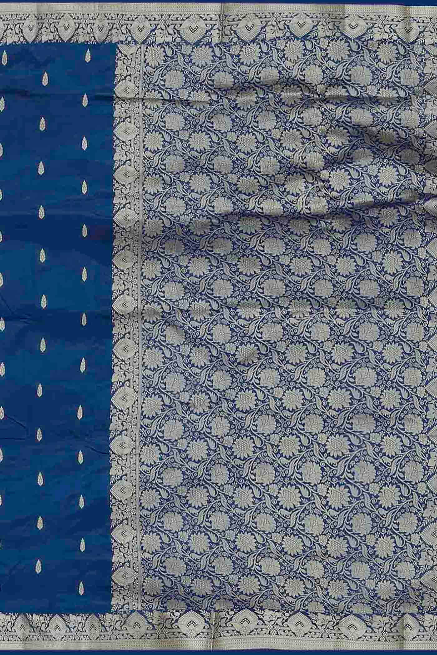 Blue Banarasi Katan Silk Saree