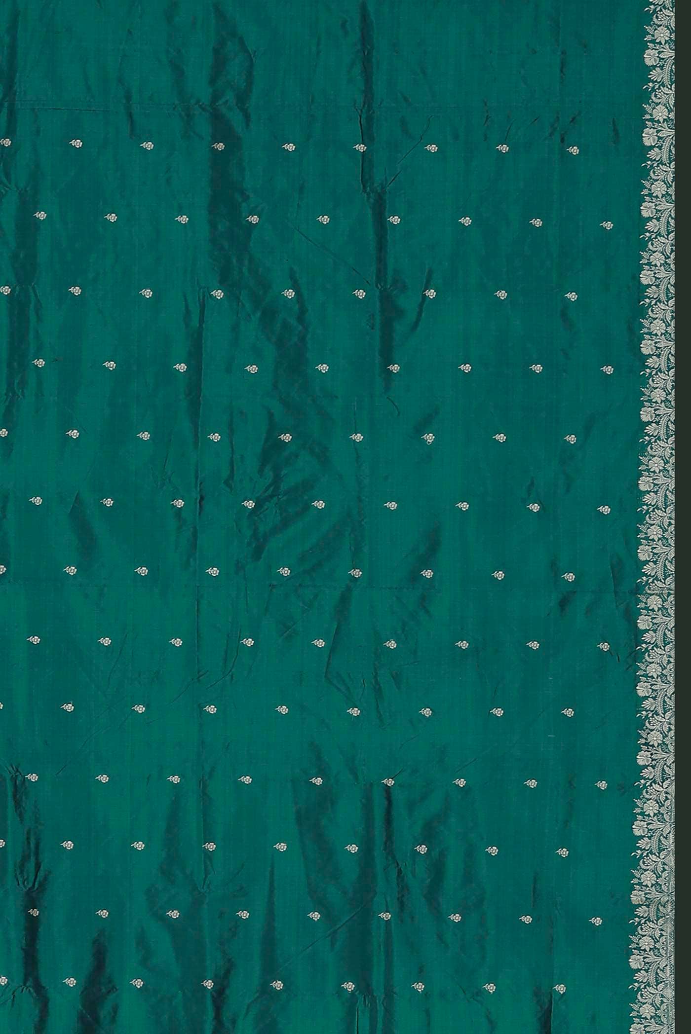 Green with Blue Dual Tone Banarasi Katan Silk Saree
