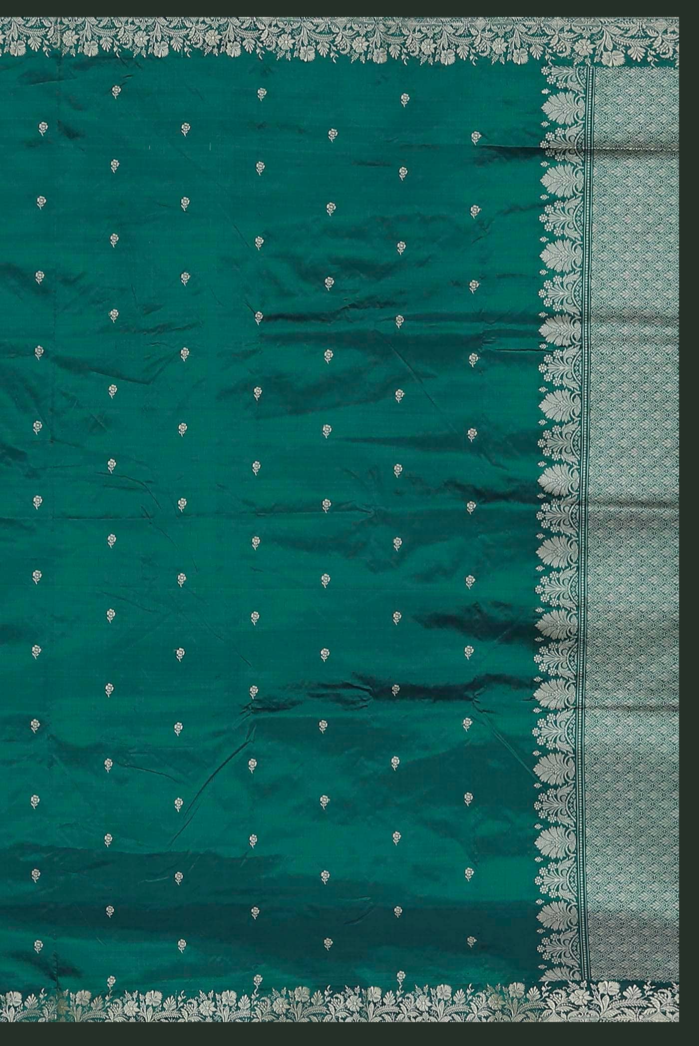 Green with Blue Dual Tone Banarasi Katan Silk Saree