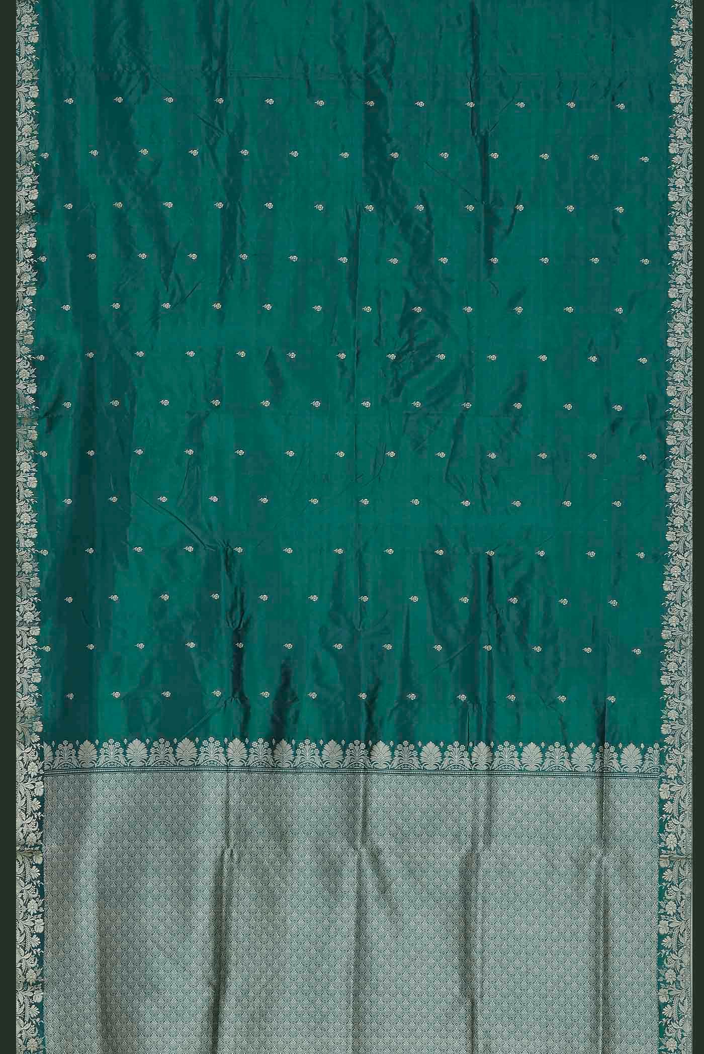 Green with Blue Dual Tone Banarasi Katan Silk Saree