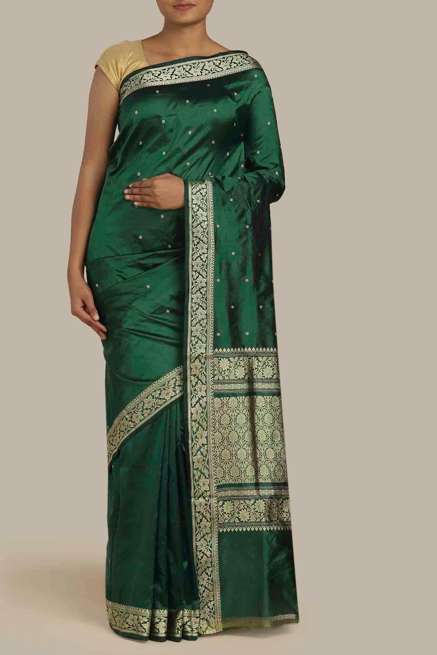 Green Banarasi Katan Silk Saree