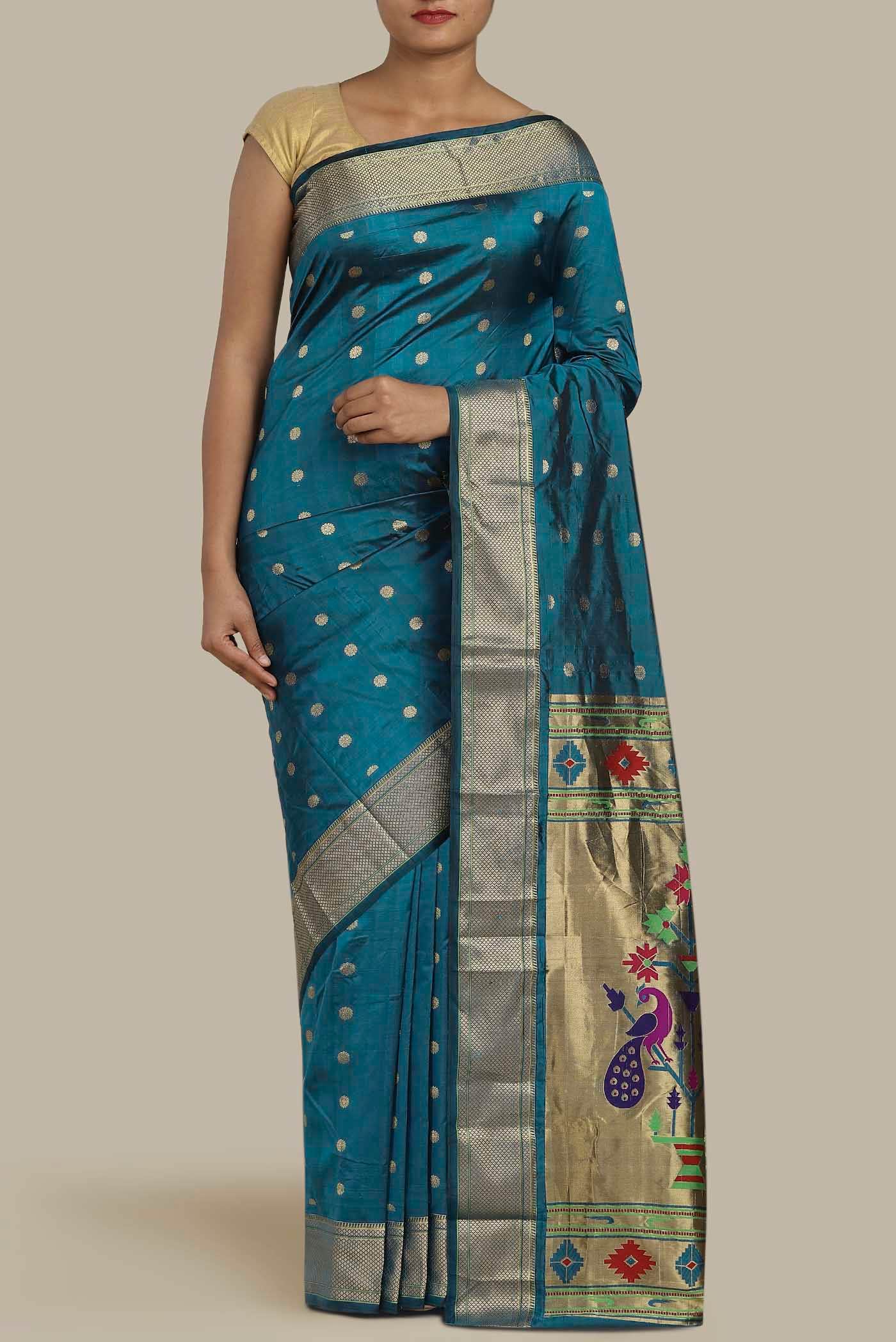 Blue Blended Bangalore Silk Saree