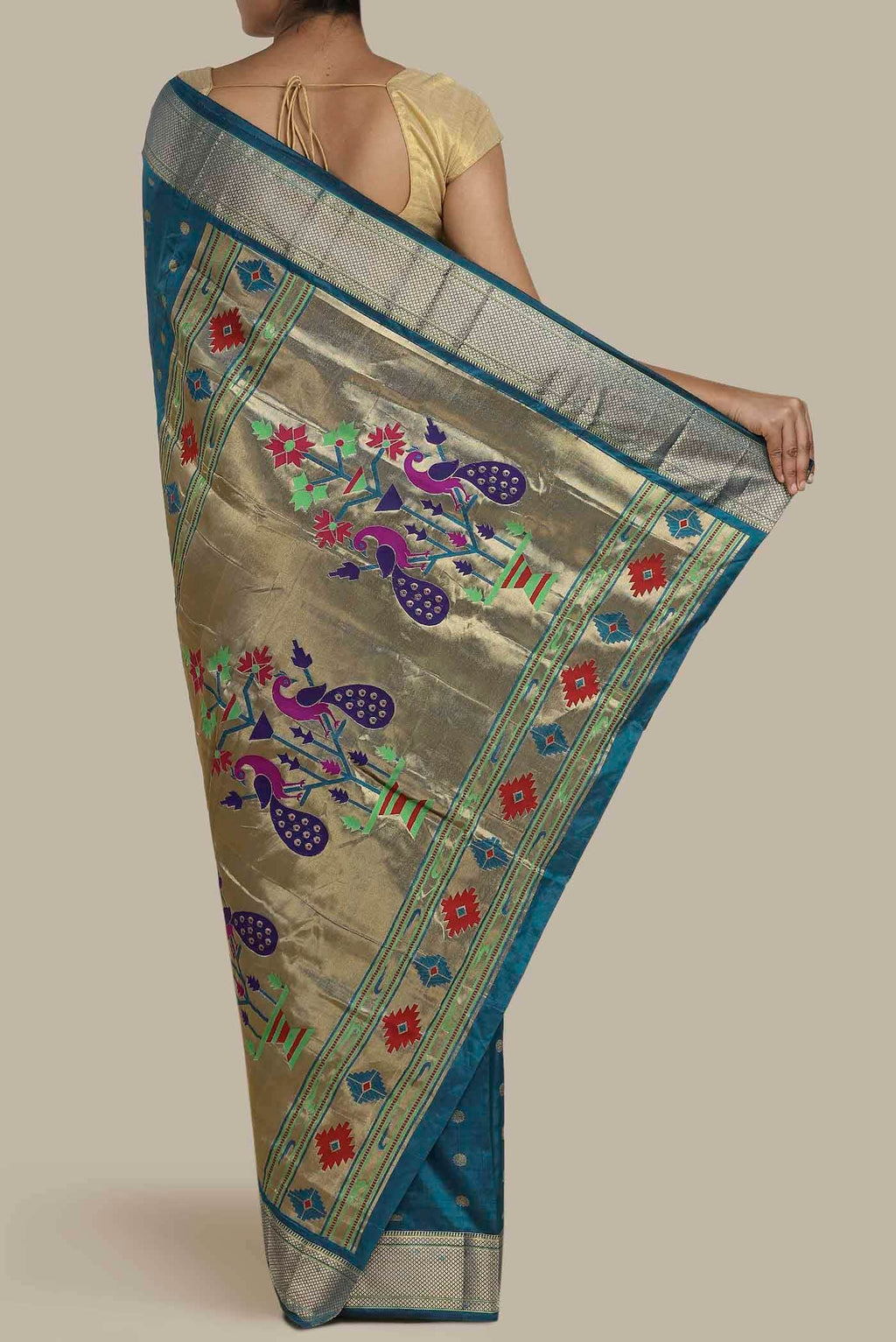 Blue Blended Bangalore Silk Saree