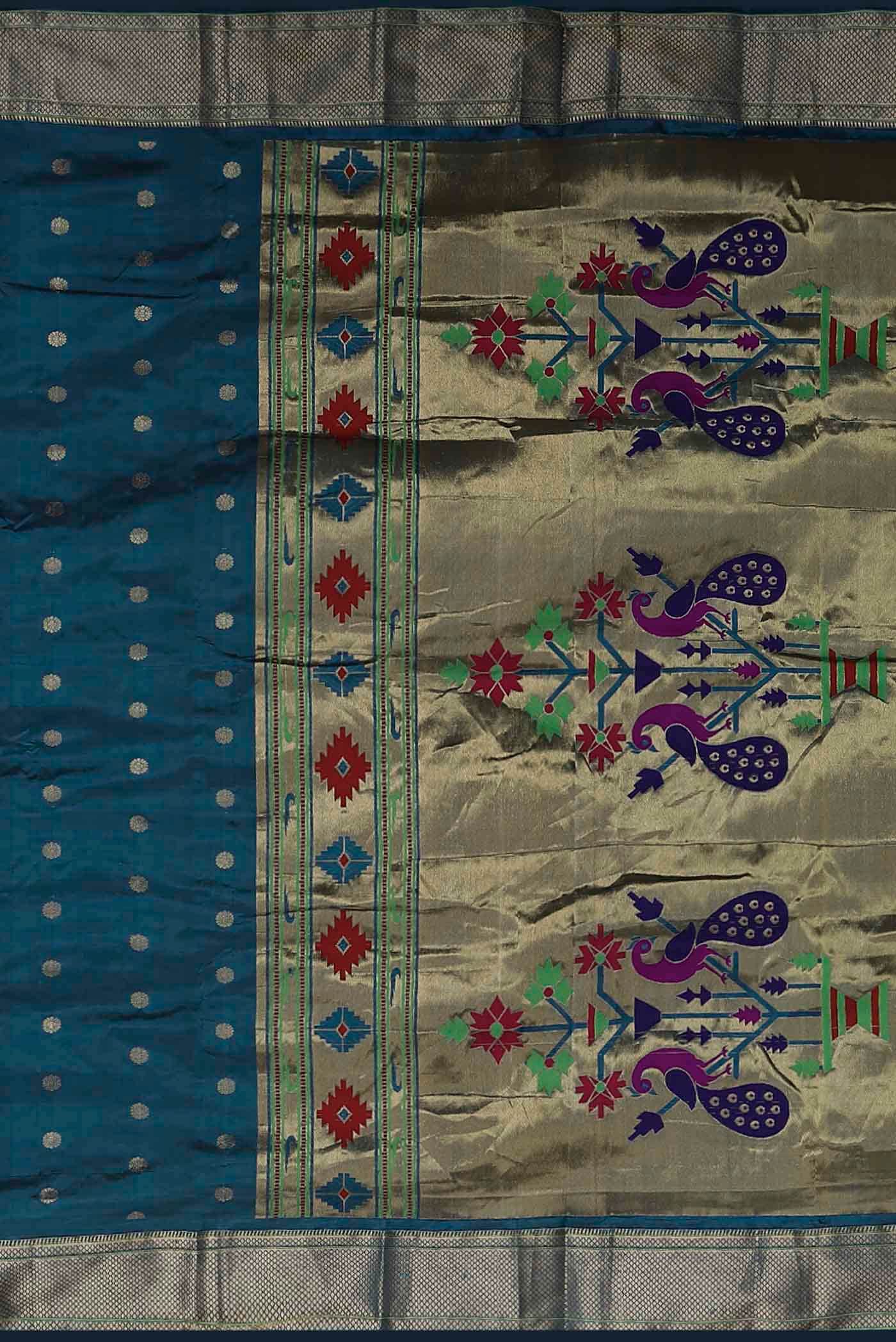 Blue Blended Bangalore Silk Saree