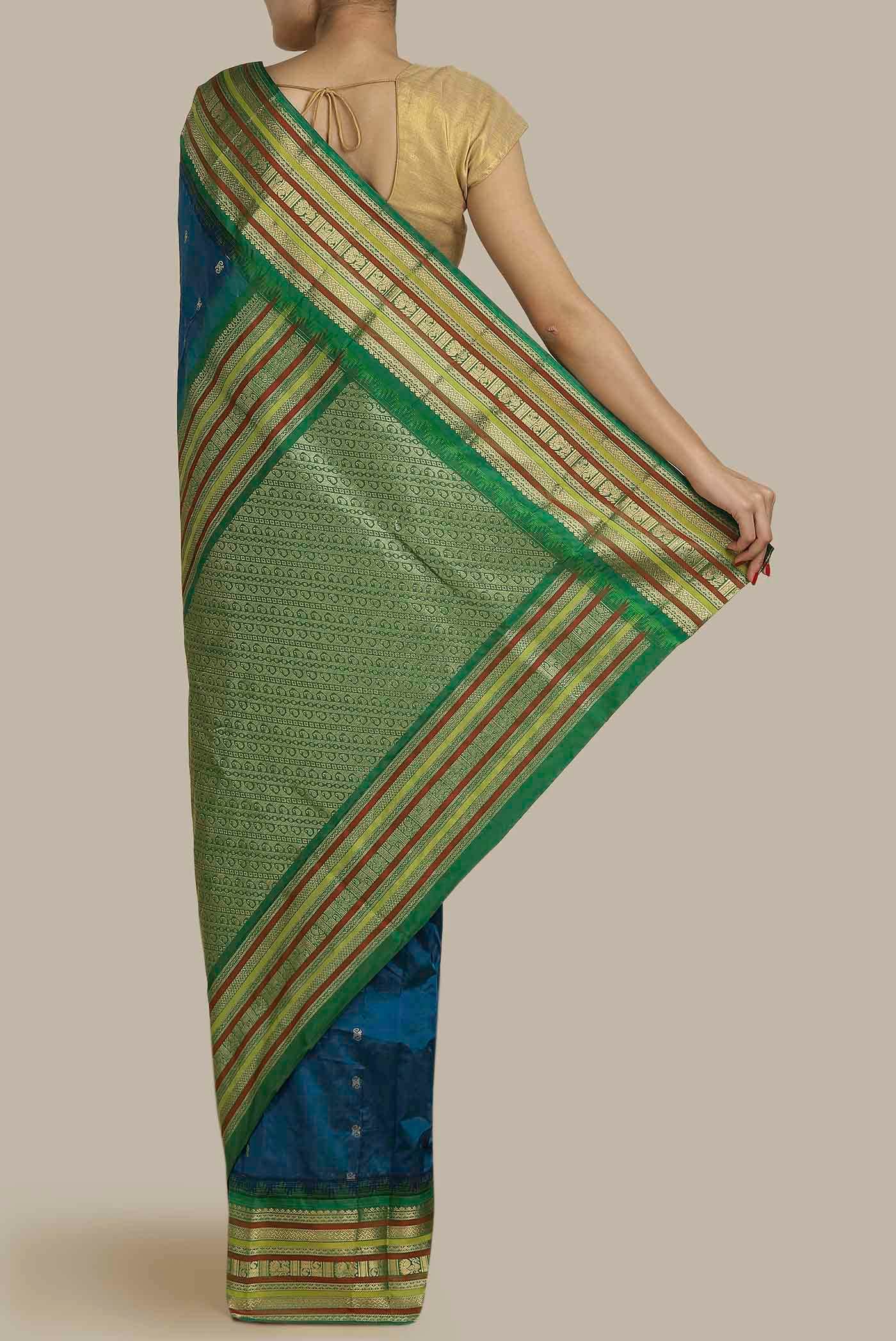 Blue Blended Bangalore Silk Saree